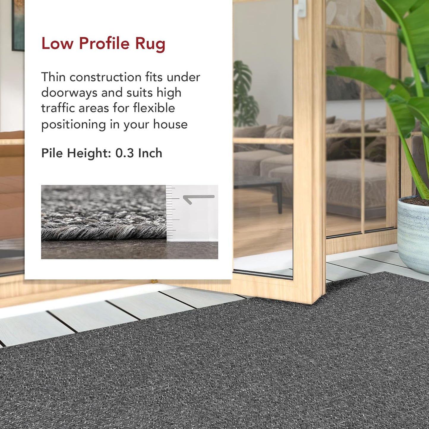 nuLOOM 8' Square Solid Hand Braided Indoor/Outdoor Area Rug, Pet-Friendly, High Traffic, Weather Resistant, for Patio, Balcony, Bedroom, Living, Dining Room, Wynn Charcoal