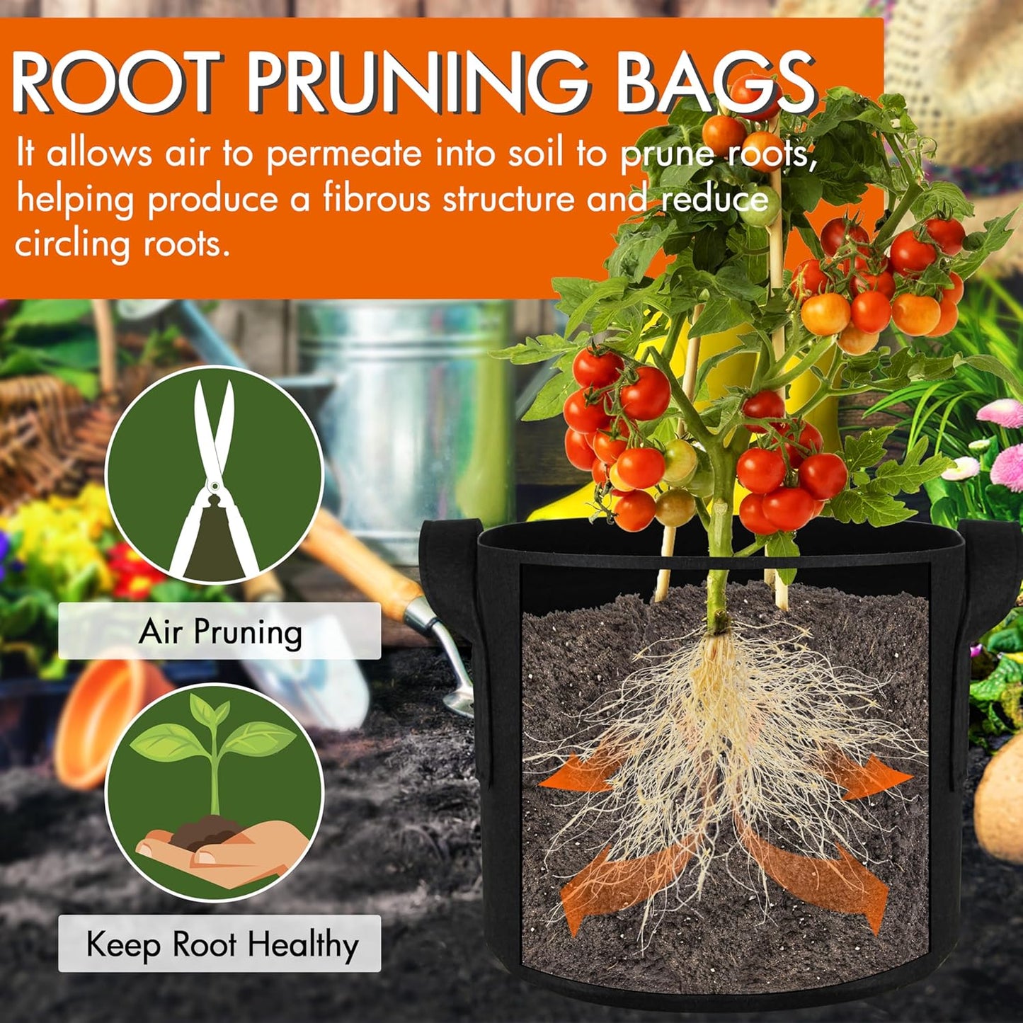 Gardzen 20-Pack 5 Gallon Grow Bags, Aeration Fabric Pots with Handles, Heavy Duty Plant Bags for Plants