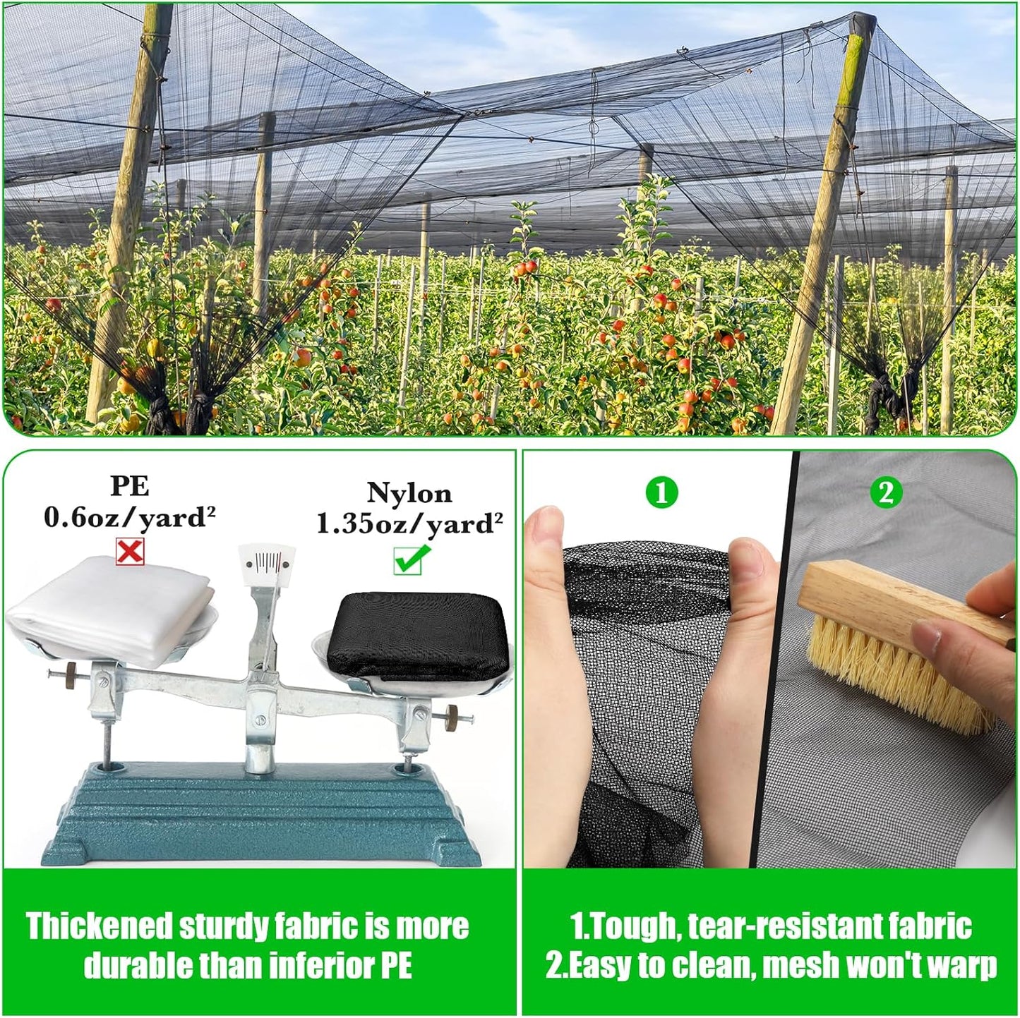 9.8 x 16.4ft Thicker Garden Mesh Netting,Ultra Fine Plant Row Covers,PPT Nano Mosquito Netting Screen Bird Barrier Net for Outdoor Vegetable Plants Fruits Flowers,Patios Balconies,33% Shading Rate