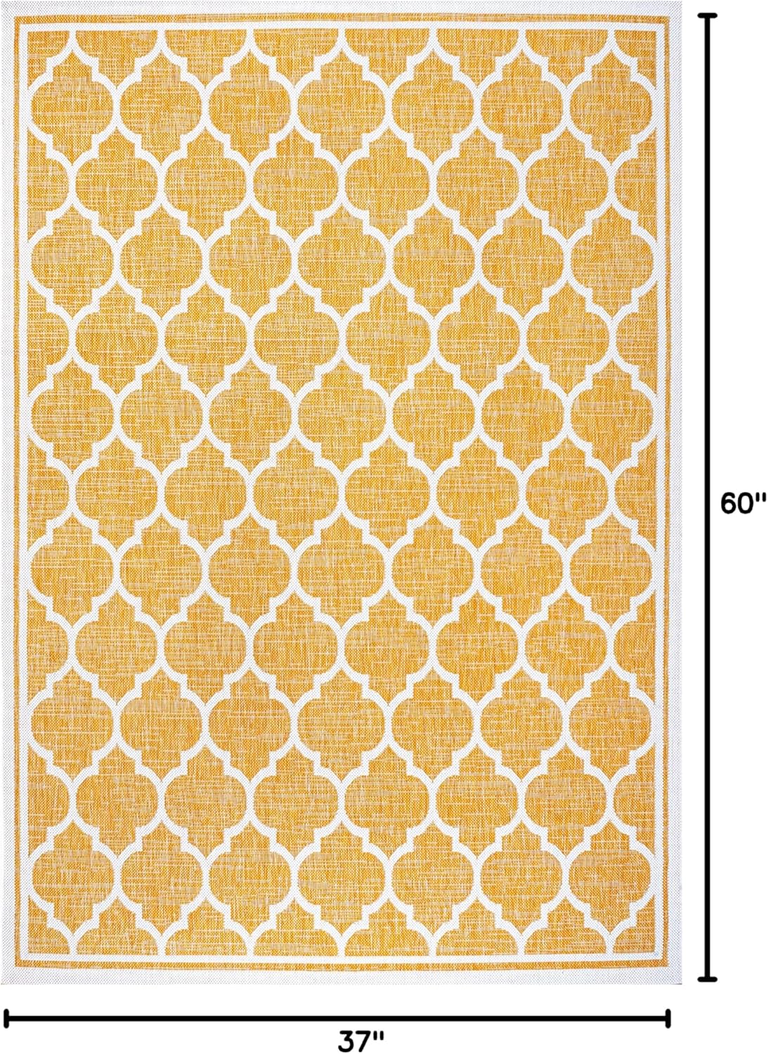 Eyely BMS109F-3 Santa Monica Trebol Moroccan Trellis Textured Weave Indoor/Outdoor Area Rug Coastal;Bohemian, Bedroom, Backyard, Patio, Easy-Cleaning, Non-Shedding, 3 X 5, Yellow/Cream
