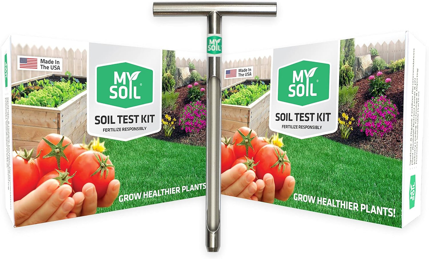 MySoil Test Kit PRO Pack, Unlock Your Lawn & Garden Potential, Complete & Accurate Nutrient and pH Analysis with Recommendations Tailored to Your Soil and Plant Needs | 2 Test Kits + 1 Soil Probe