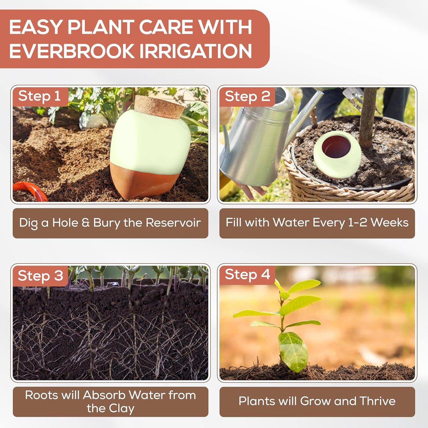 Plant Watering Globes - Olla Terracotta Watering Spikes - Hold 16 Ounces - Olla Water System for Plants - Self Water Method - Slow Releaese Drip Irrigation Terracotta Stakes