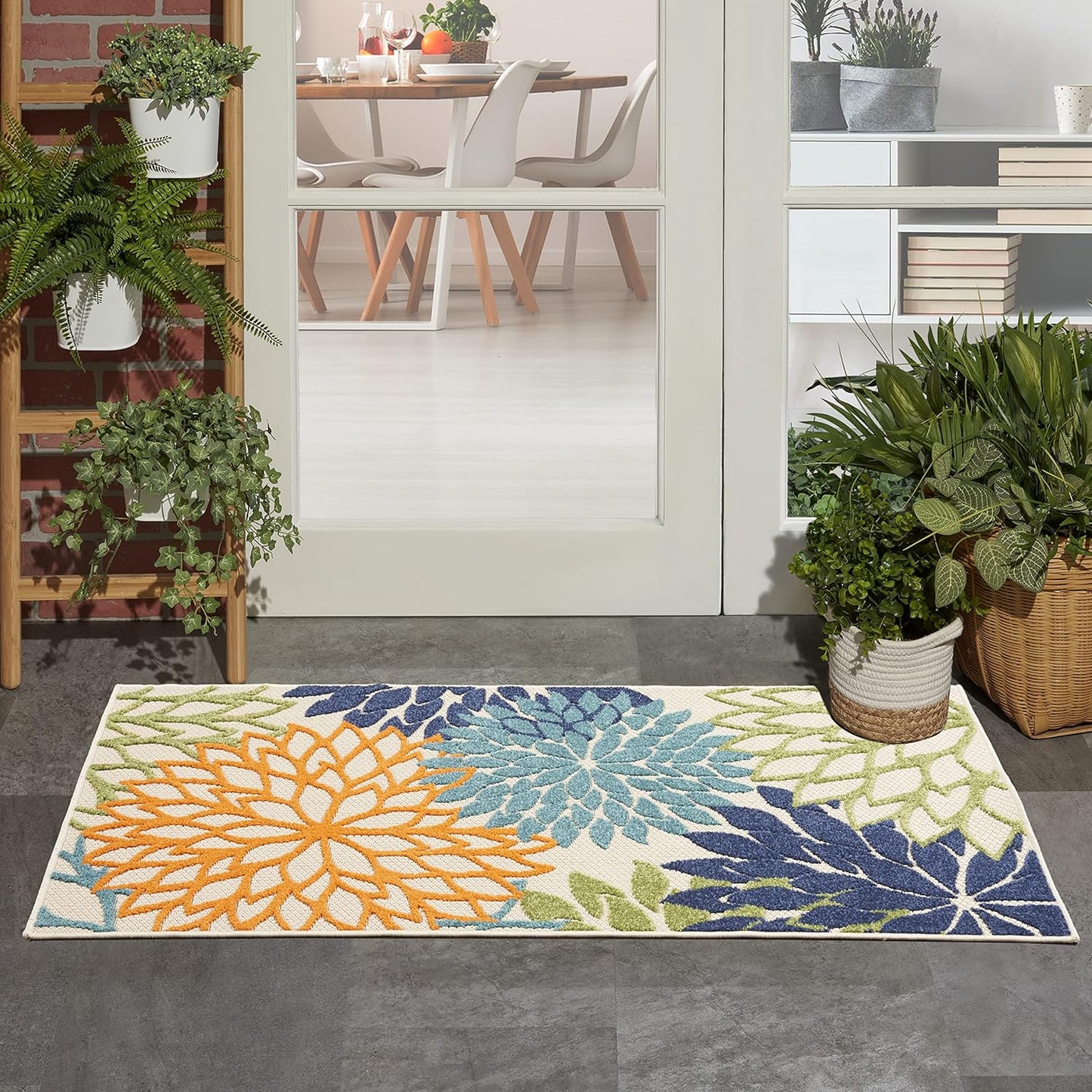 Nourison Home Aloha 36" x 60" Fabric Indoor/Outdoor Rug in Multi-Color
