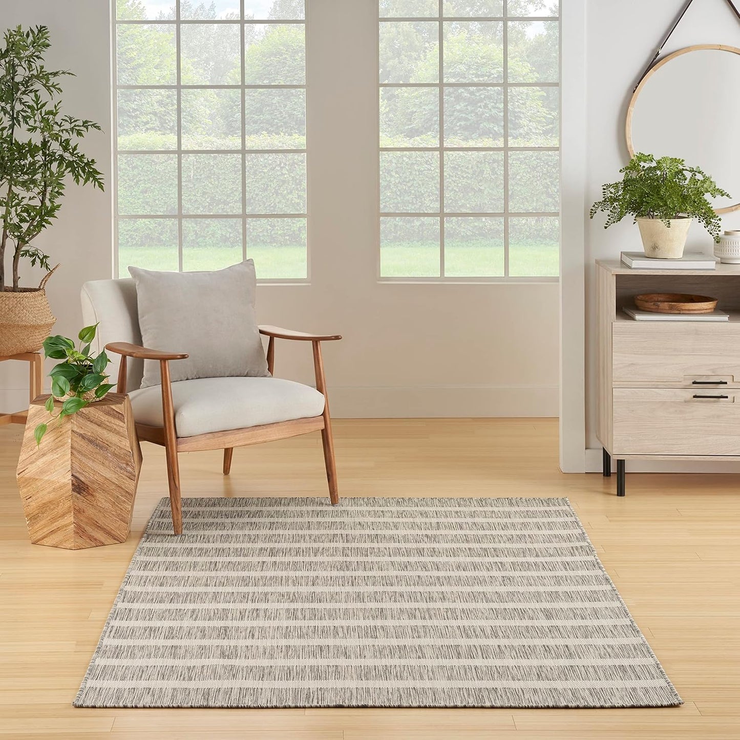 Nourison Home Positano 4' x 6' Fabric Grey Ivory Area Rug