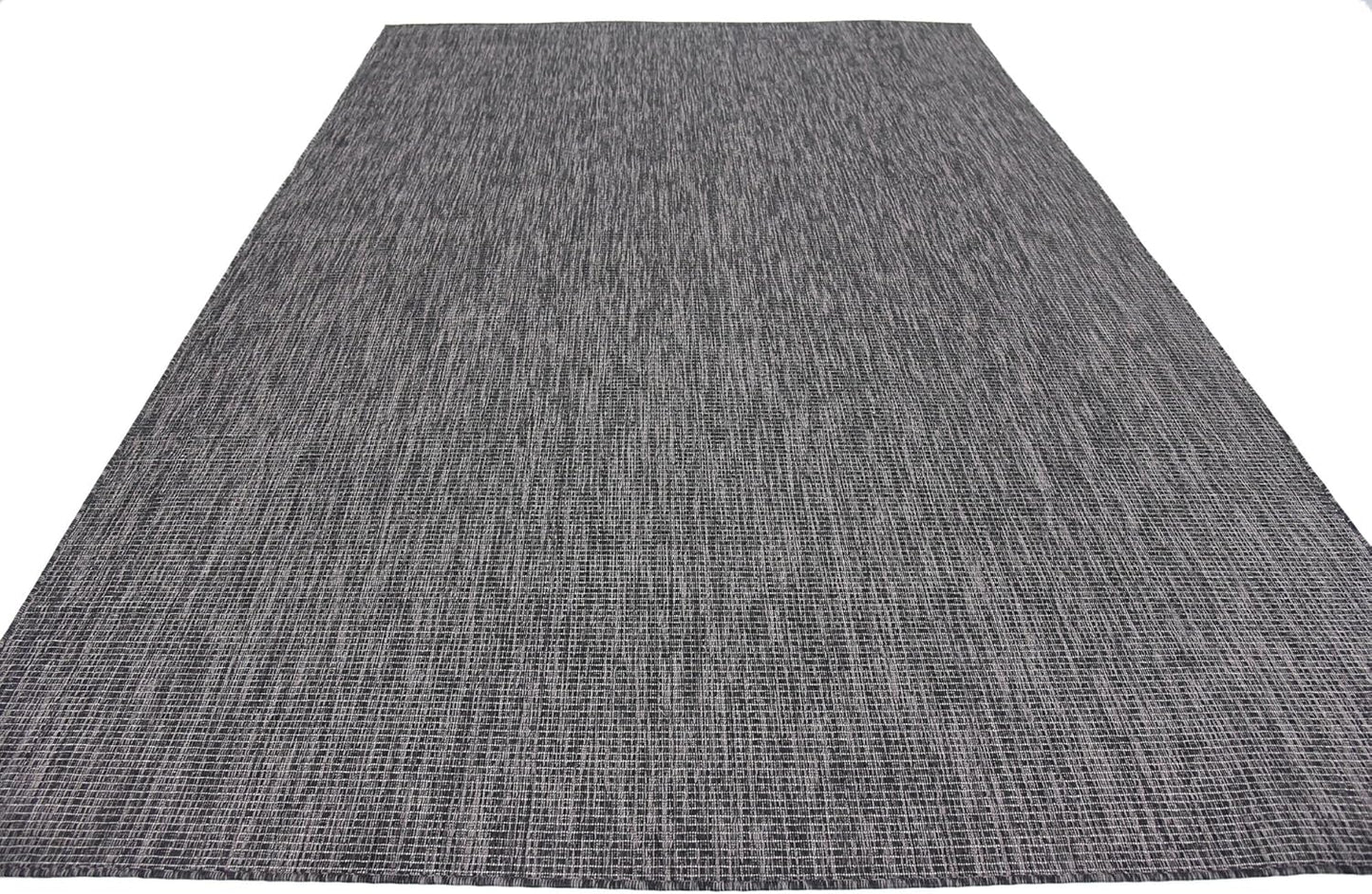 Unique Loom Collection Casual Transitional Solid Heathered Indoor/Outdoor Flatweave Area Rug (7' 1" x 10' Rectangle, Black/Ivory)