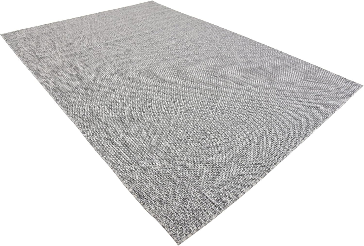 Unique Loom Collection Casual Transitional Solid Heathered Indoor/Outdoor Flatweave Area Rug (7' 1" x 10' Rectangle, Light Gray/Ivory)