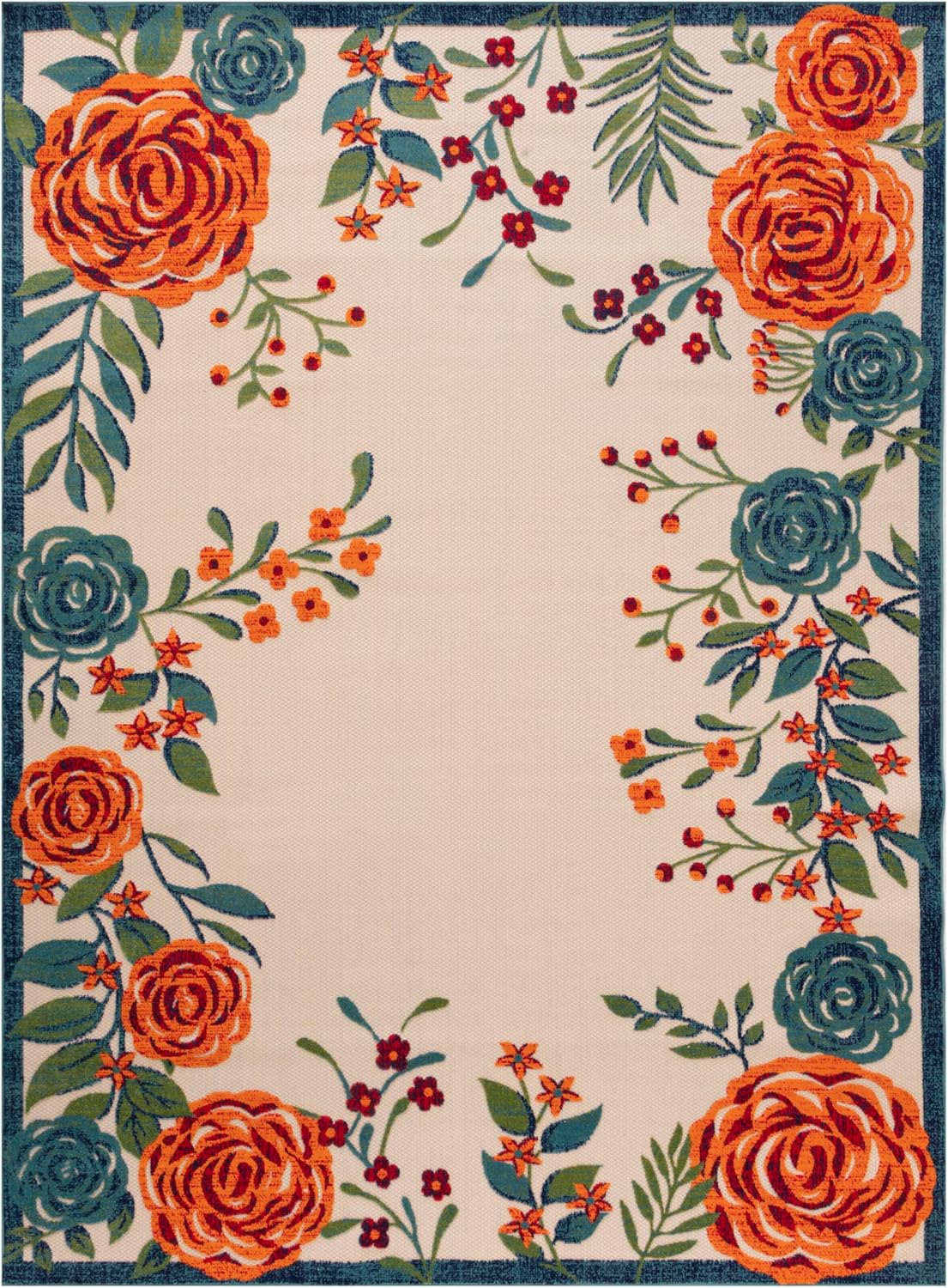 Nourison Home Aloha Indoor/Outdoor Ivory Multicolor 12' x 15' Area Rug, Easy-Cleaning, Non Shedding, Bed Room, Living Room, Dining Room, Backyard, Deck, Patio (12x15)