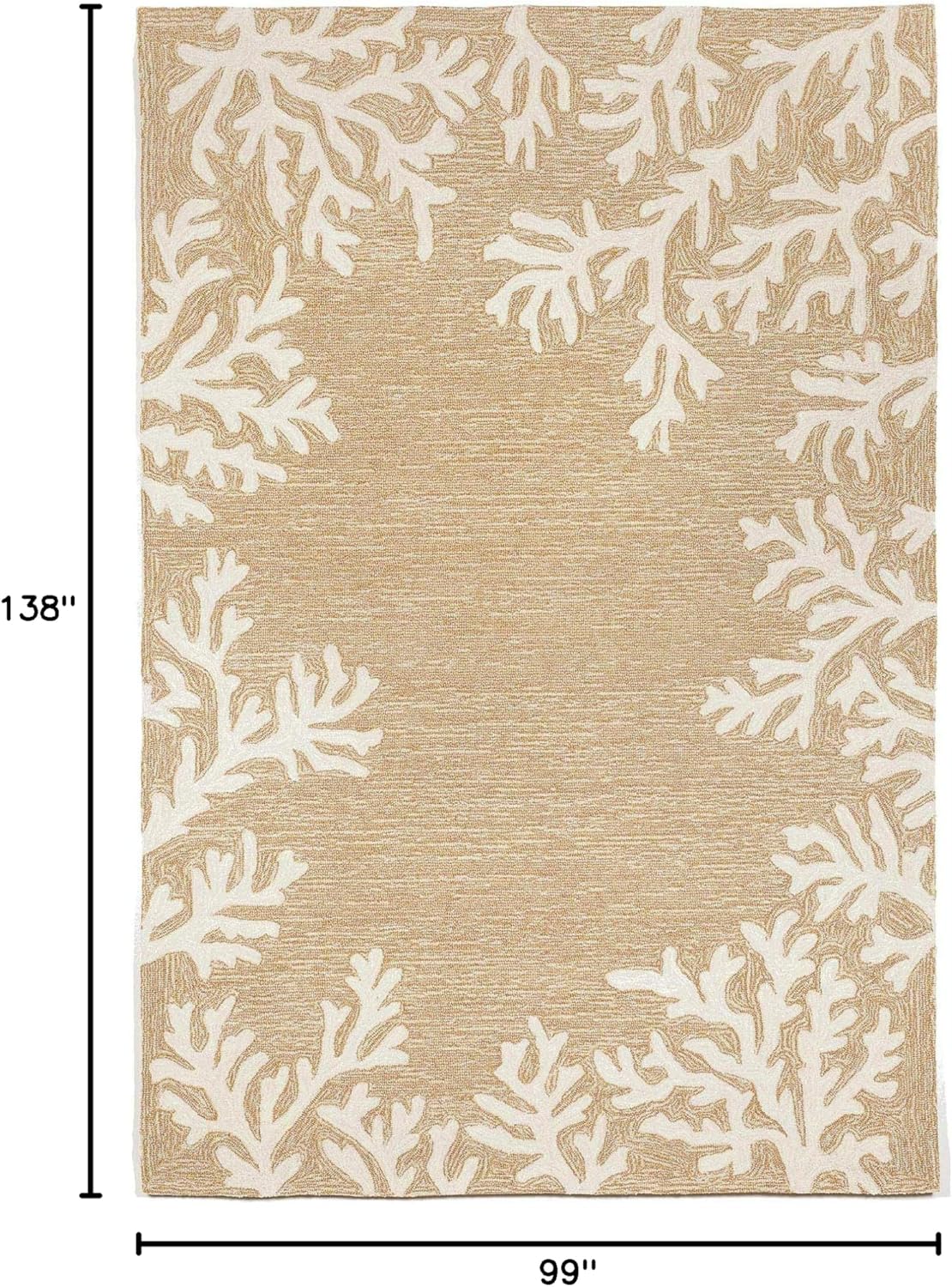 Liora Manne Capri Indoor/Outdoor Handmade Synthetic Blend Durable Area Rug - Traditional Border Coastal Beach Accent (Coral Border Neutral) (8'3" x 11'6")