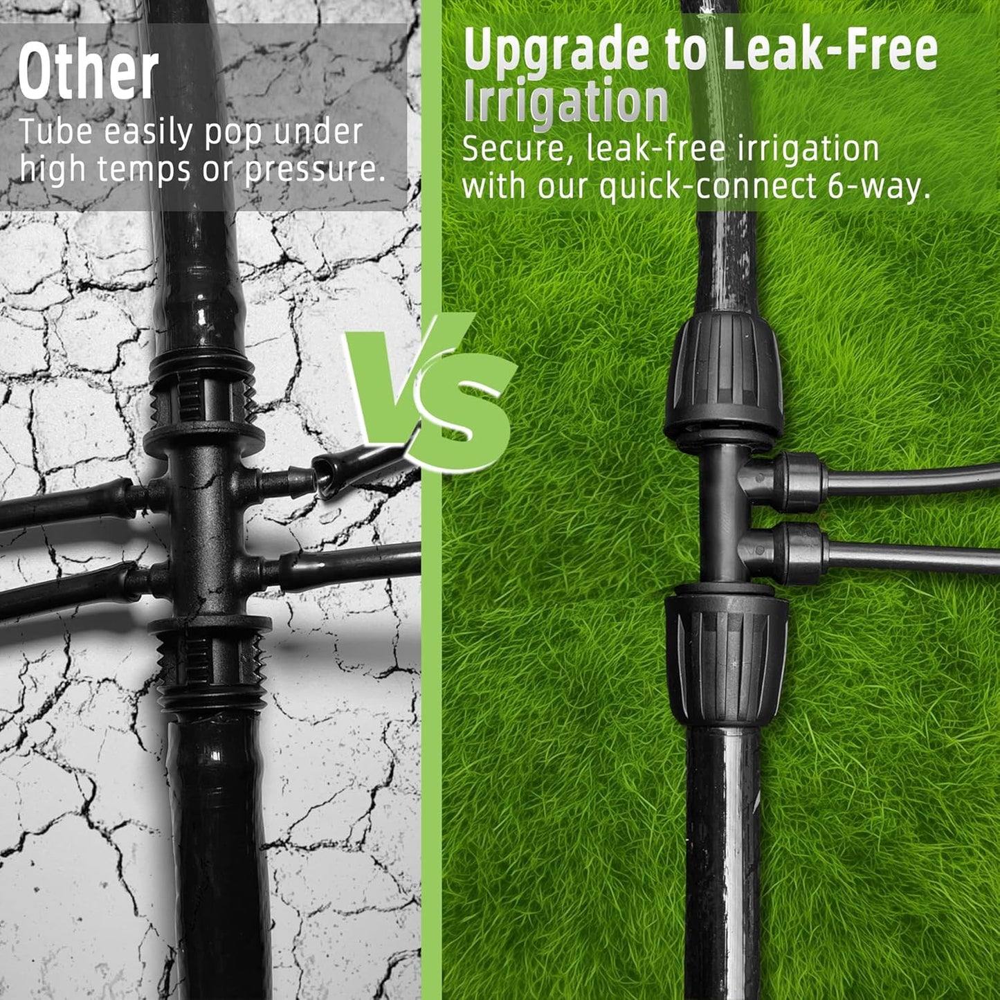 4 Pack 1/2'' to 1/4'' Drip Irrigation Fittings, Push-to-Connect 4 Way Drip Irrigation Part Barbed Tee Connectors, Anti-Leak Locked Splitter Fitting for 1/2" Irrigation Tubing (0.6''-0.67''OD)