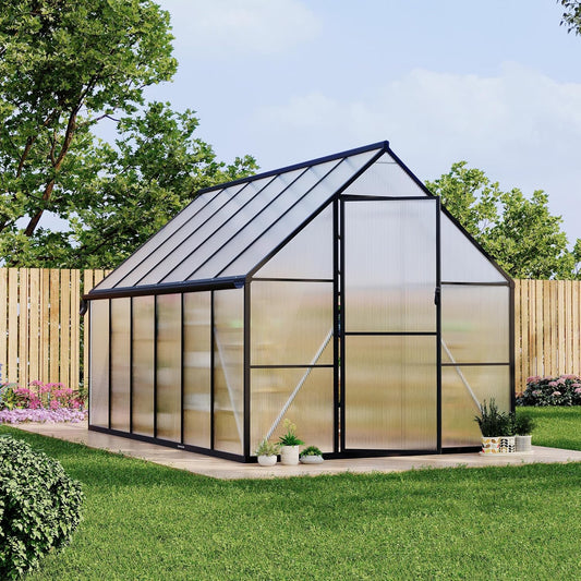 8'x12' Aluminum-Framed Polycarbonate Greenhouse, Heavy Duty Polycarbonate Greenhouse with Quick Setup Structure and Roof Vent, Large Enhanced Aluminum Green House Kit for Outdoors