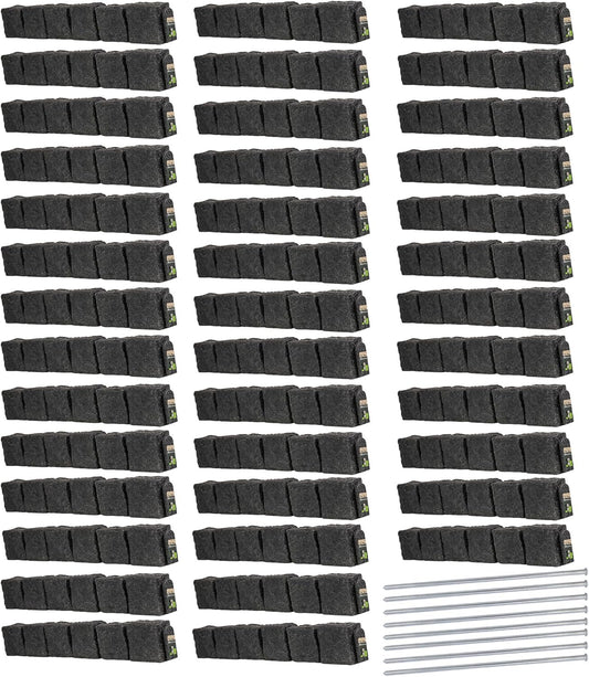 Beuta Landscape Edging | Garden Edging Border | Faux Stone Blocks for Lawn Edging, Flower Beds & Yard Edging – 40 Pack | Each Section Has 6 Blocks 48" L x 4" W x 6.5" H | 80 Spikes | Charcoal