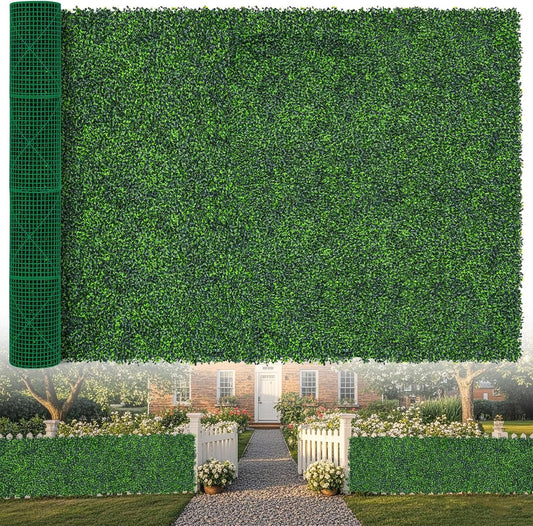 Artificial Boxwood Roll,71x144 in(72 sqft) UV-Anti Faux Ivy Grass Wall Backdrop for Balcony Privacy, Fake Grennery Wall Decor for Garden, Patio, Backyard