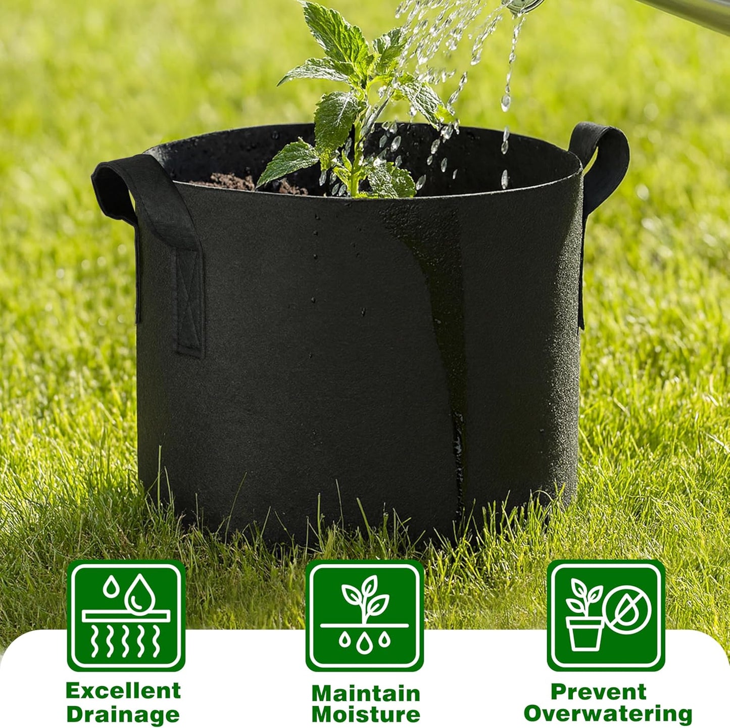 PHYEX 12-Pack 1 Gallon Nonwoven Grow Bags, Heavy Duty Aeration Fabric Pots with Durable Handles, Come with 12 Pcs Plant Labels