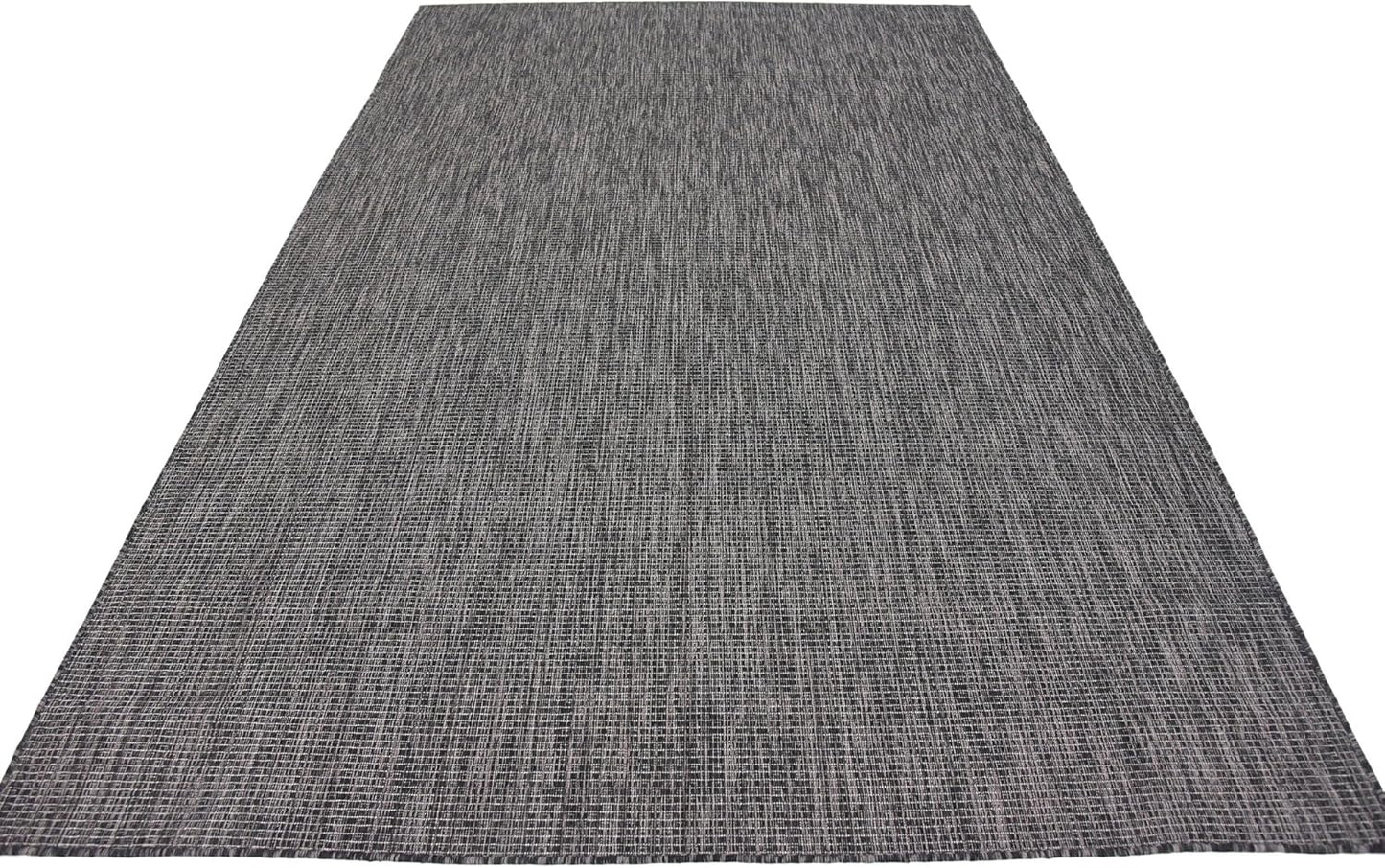 Unique Loom Collection Casual Transitional Solid Heathered Indoor/Outdoor Flatweave Area Rug (6' 1" x 9' Rectangle, Black/Ivory)