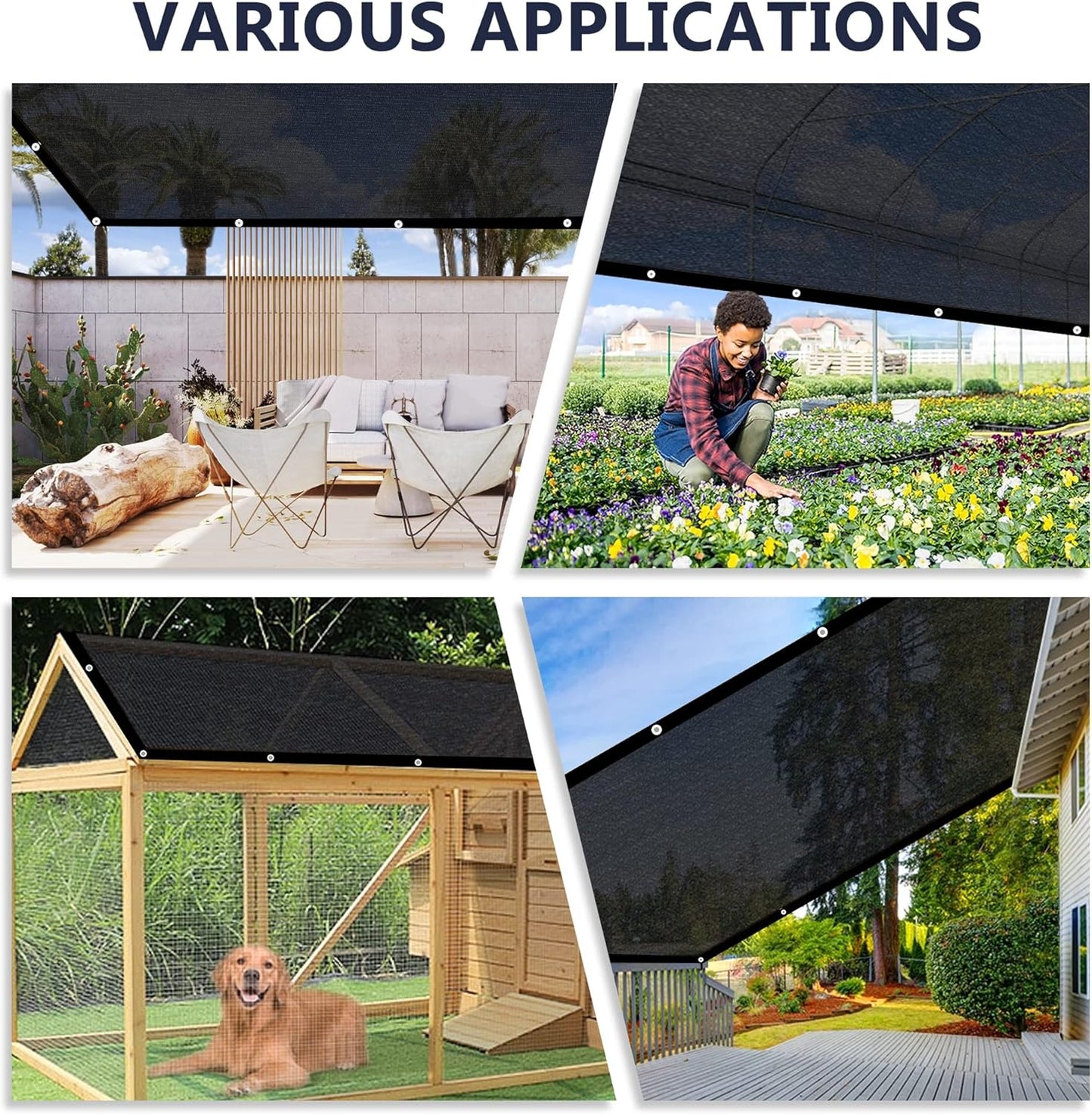 VICLLAX 90% Shade Cloth, 11x18FT Durable Black Mesh Trap with Every 3 FT Grommet, Sun Shade Fabric Netting for for Plants Cover, Greenhouse, Chicken Coop, Barn Kennel, Garden Patio