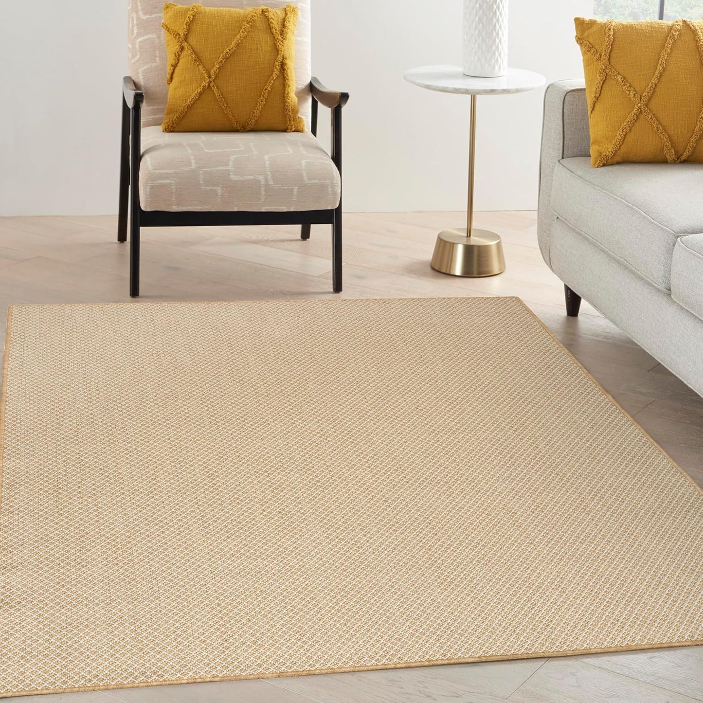 Nourison Home Courtyard Natural 6' x 9' Area Rug - Easy Clean, Non Shedding, Bed Room, Living Room, Dining Room, Kitchen (6' x 9')
