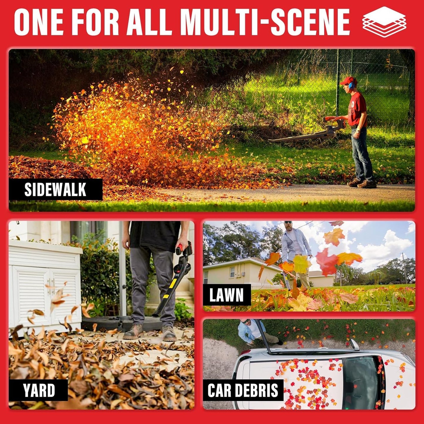 MZK Cordless Leaf Blower,20V Battery Powered Electric Blower for Lawn Care, Electric Lightweight Leaf Blower for Blowing Leaves, Patio Cleaning, Lawn Care and Dust(2 * 2Ah Battery & Charger Included)