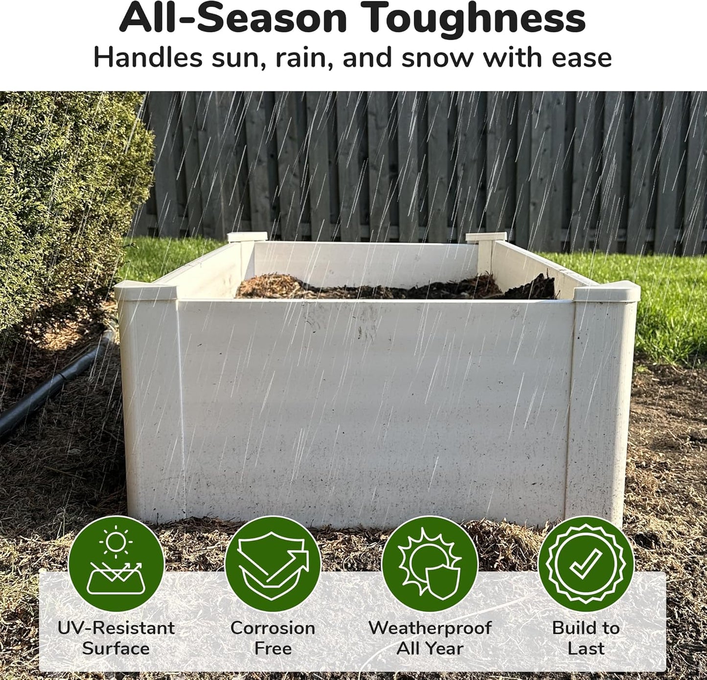 Raised Garden Bed - 2x4 ft Planter Box - White HDPE - No Tools Needed - DIY Kit for Urban Gardening, Flowers, Herbs & Vegetables - Made in The USA