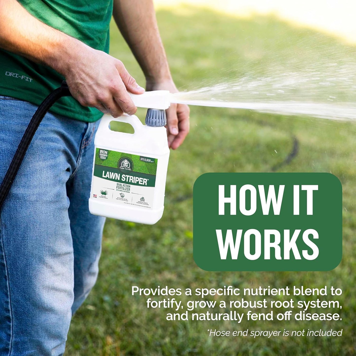 Turf Titan Lawn Striper - Iron & Nitrogen Fertilizer to Promote Dark-Green, Stripe-Defined Turfs - Kids & Pet Safe, Natural Lawn Fertilizer - Stunning Green Grass Fertilizer - Covers up to 8,000 Sq Ft