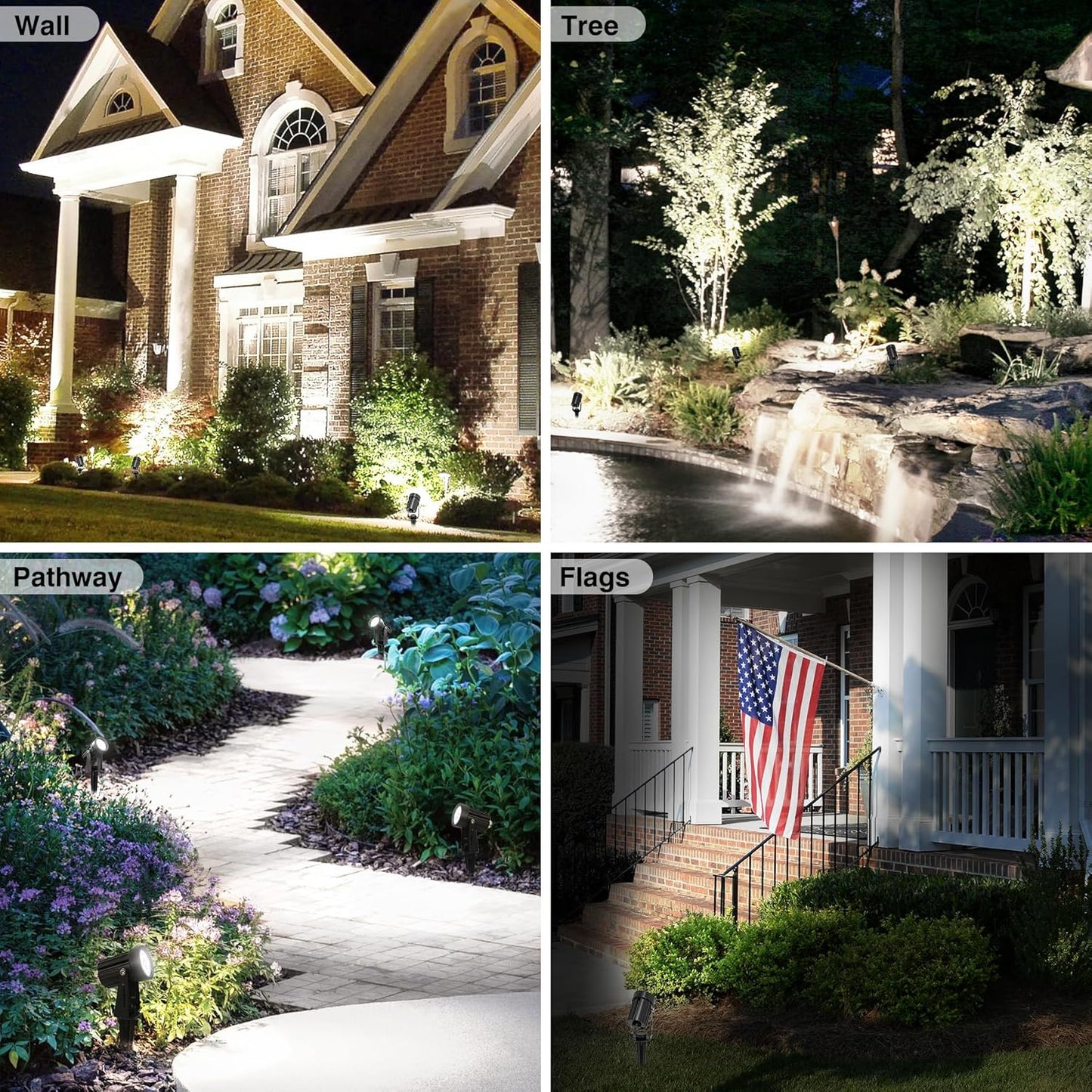 Solar Spot Lights Outdoor, Solar Landscape Spotlights IP65 Waterproof 9.8ft Cable,Auto On/Off Outdoor Wall Lights for Garden Yard Driveway Porch Walkway Pool (6000K White)