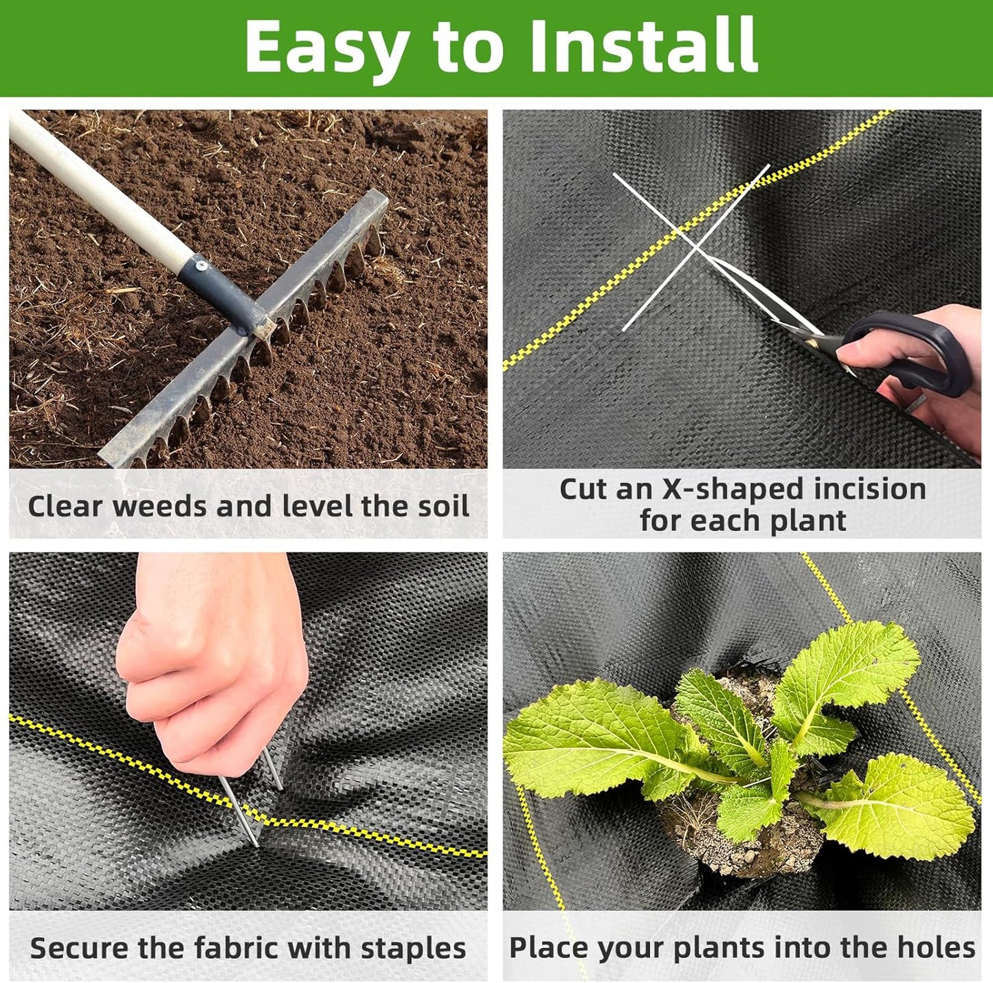 Shade&Beyond 3ftx100ft Weed Barrier Fabric 3.5oz Heavy Duty Landscape Fabric with Superior Permeability Weed Control, Garden Woven Ground Cloth with Staples