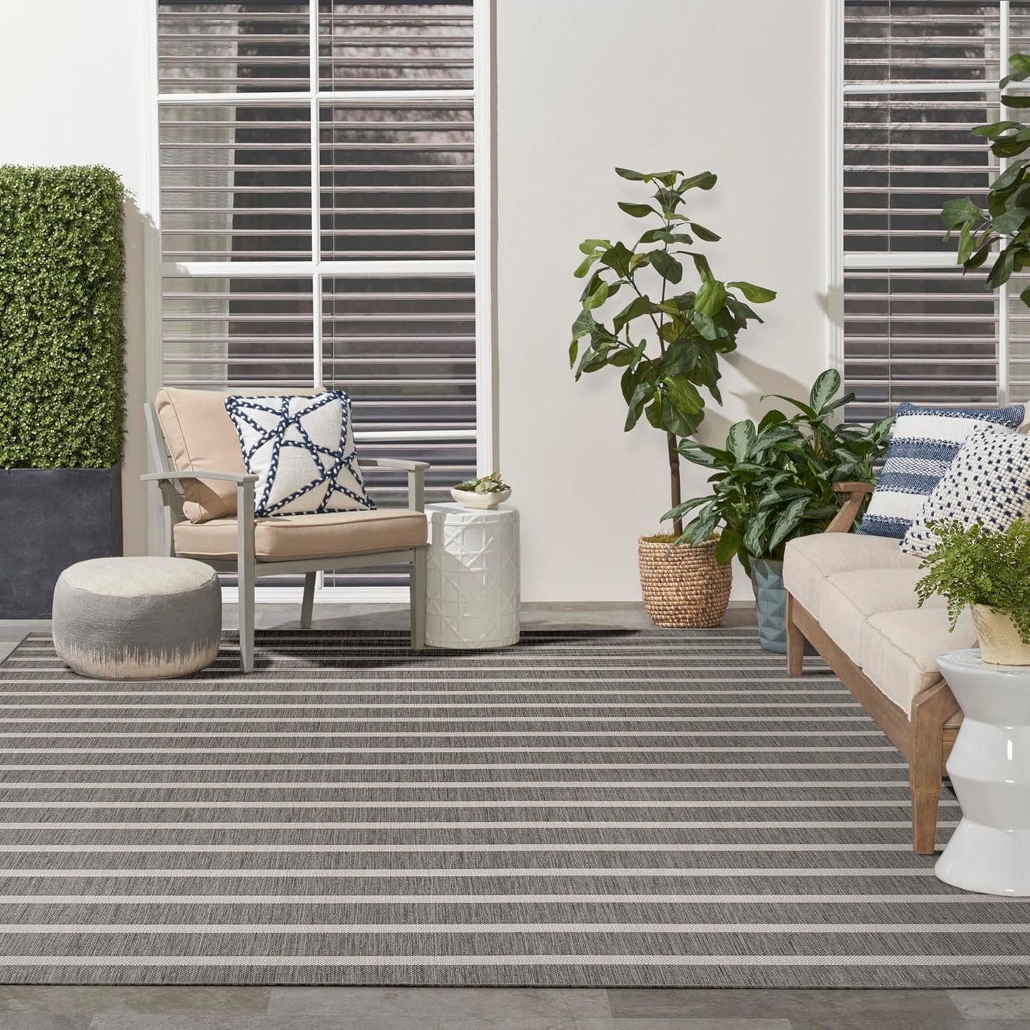 Nourison Home Positano 9' x 12' Charcoal Ivory Area Rug