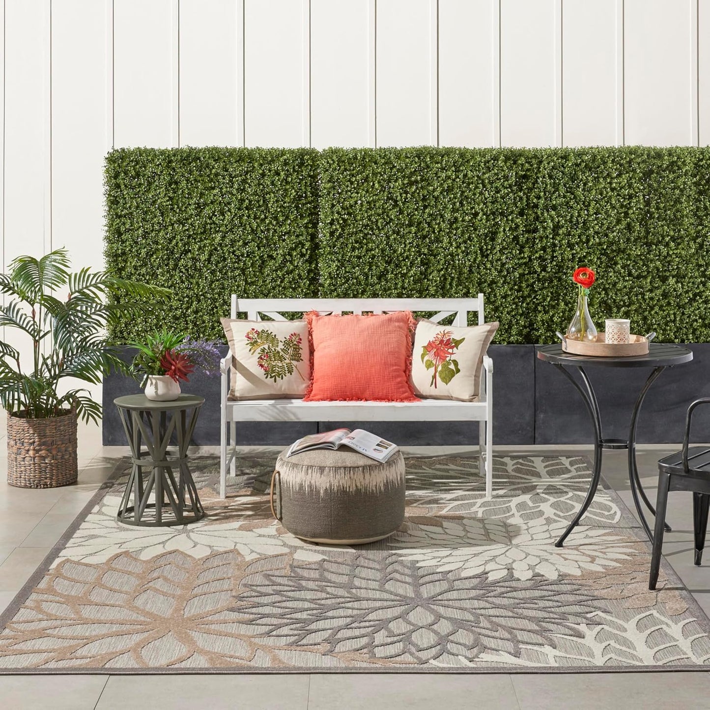 Nourison Home Aloha Indoor/Outdoor Floral Natural 7'10" x 10'6" Area Rug (8' x 11'), 7'10"X10'6",