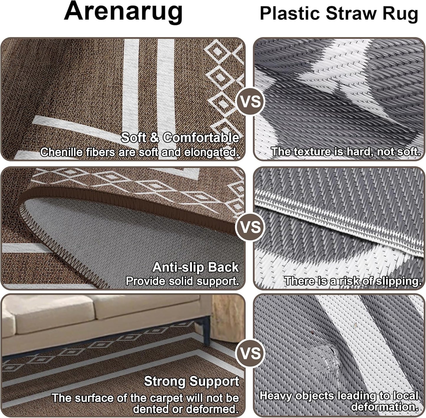 Outdoor Patio Rug, Outside Rectangular Carpet, Moroccan Geometric Rugs, Washable Large Indoor Outdoor Rug Mats for RV, Picnic, Backyard, Deck, Balcony, Porch, Beach 5'x8'