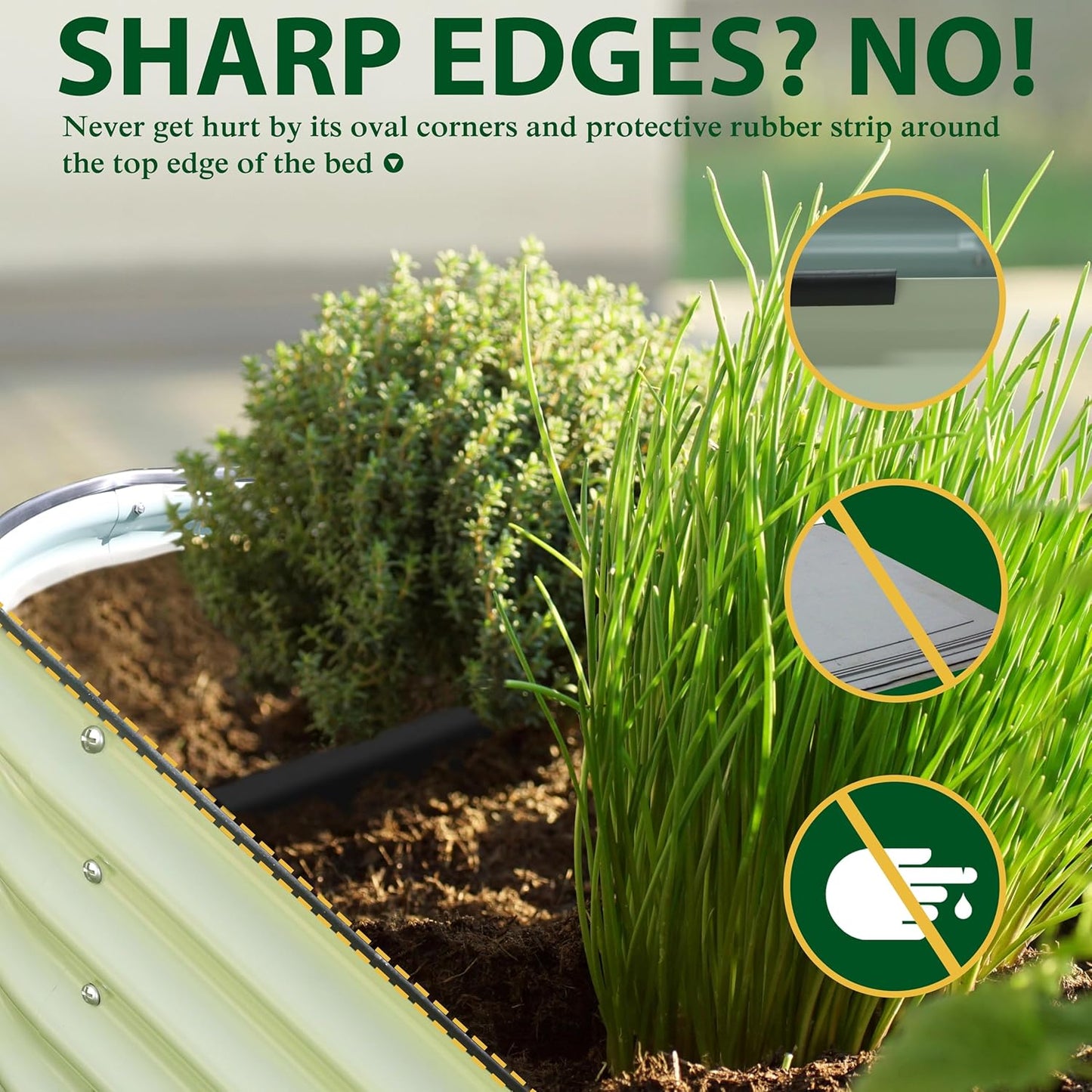 MUPATER Galvanized Raised Garden Bed 8x2x2ft, 9-in-1 Metal Raised Planter Box with 2 Aluminum Support Rods, Oval Outdoor Raised Garden Bed for Vegetable, Flower, Backyard and Patio, Cream White