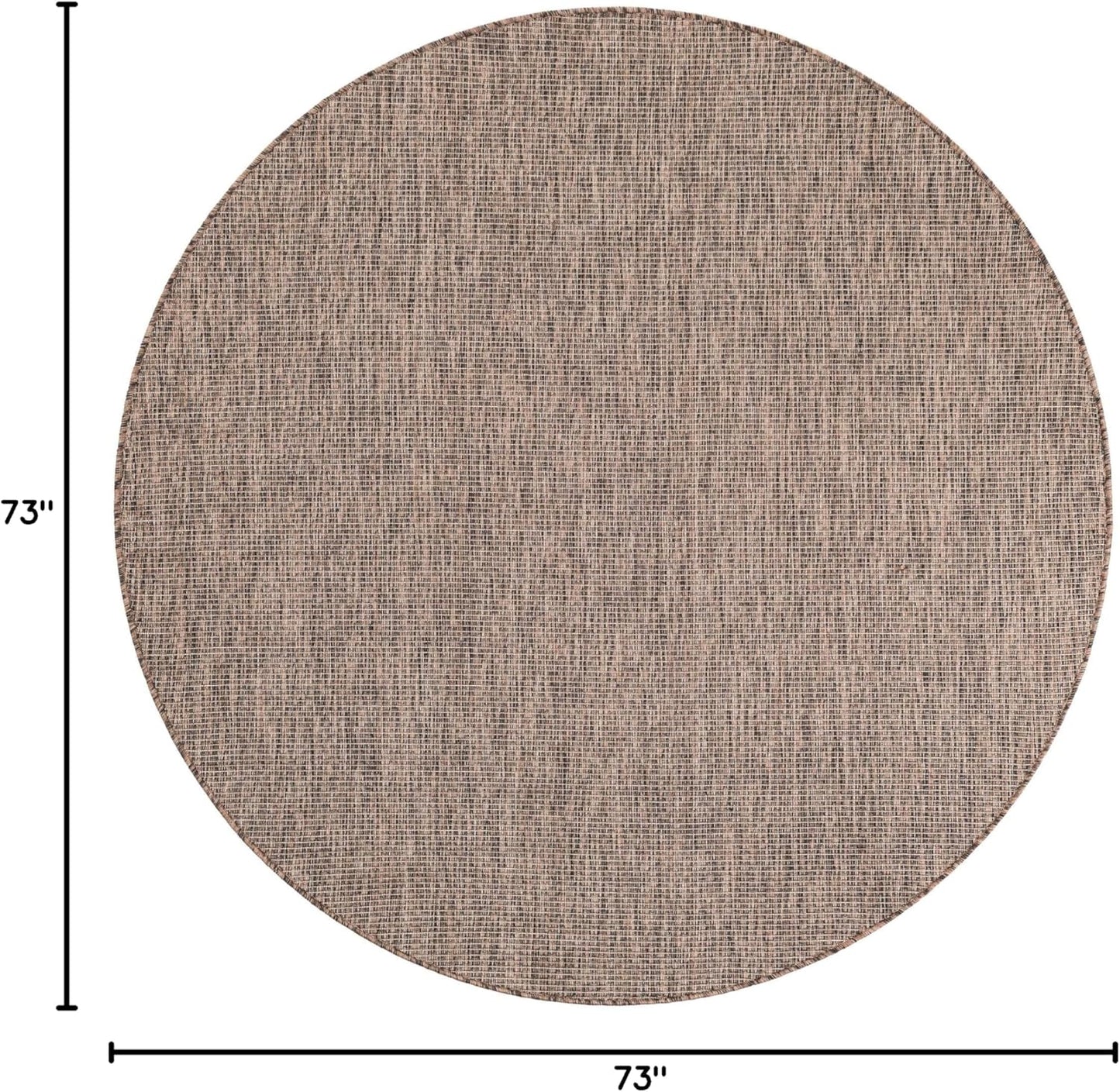 Unique Loom Outdoor Solid Collection Area Rug (6' 1" Round Light Brown/Ivory)