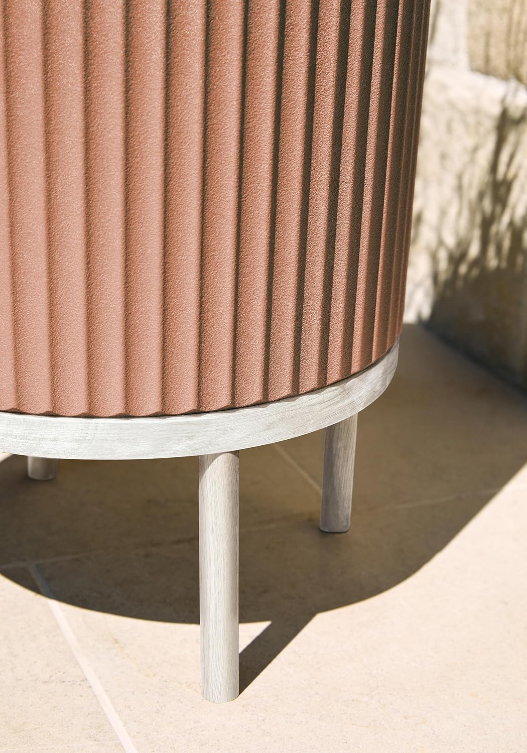 Veradek Demi Series Round Planter w/Stand for Porch/Patio | Durable Plastic-Stone Composite & Wooden Stand | Modern Décor for Tall Plants, Flowers