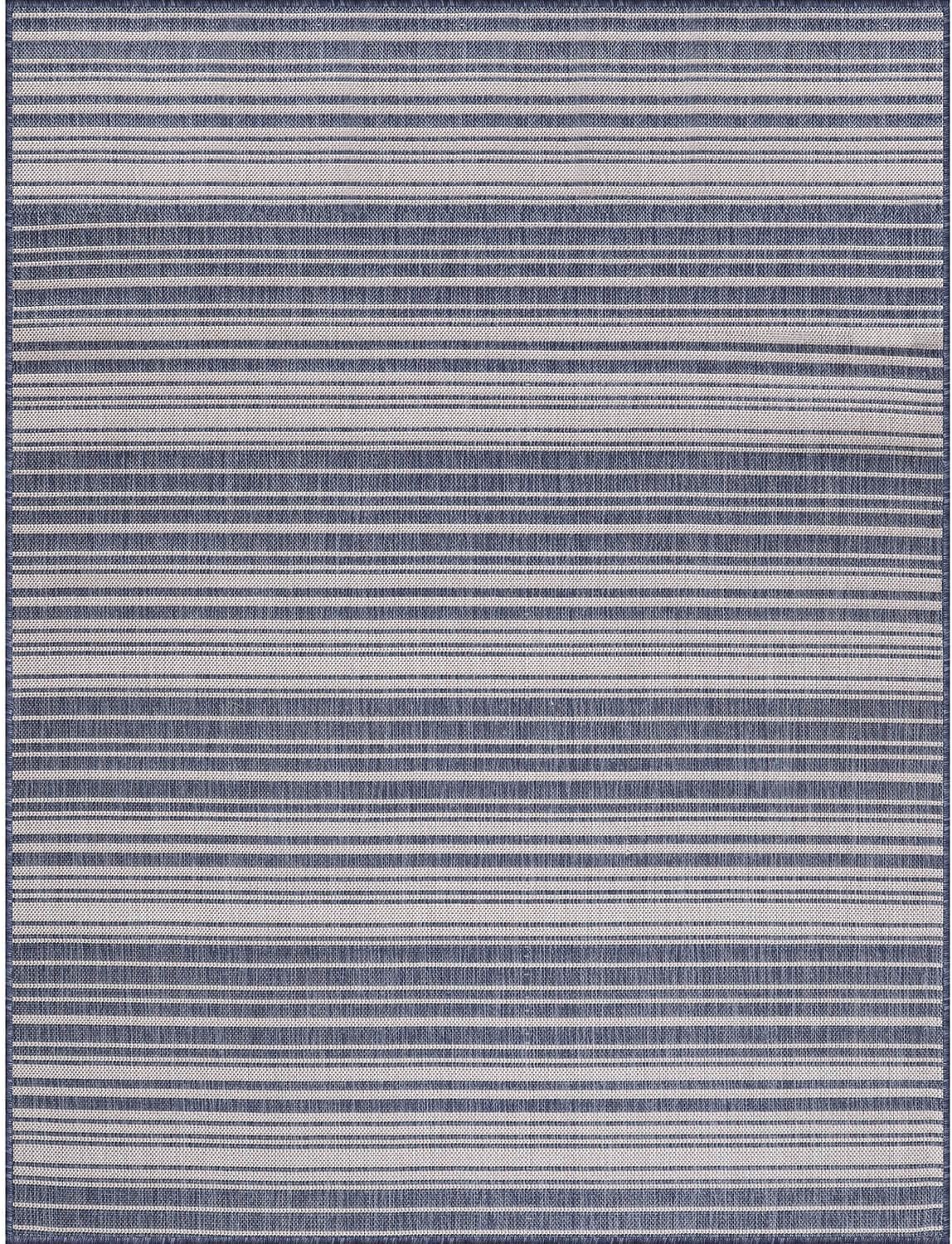 Stripe Outdoor Rug 9x12 Washable Outside Carpet for Indoor Patio Porch Waterproof Easy Cleaning Non Shedding Area Rugs Blue 9 x 12