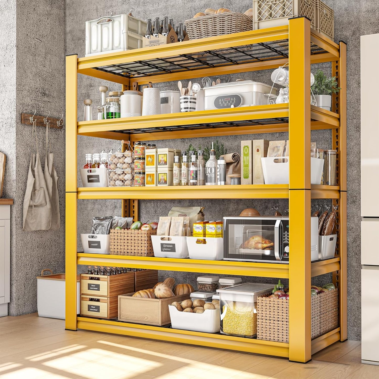 REIBII 72''H Garage Shelving 3010 LBS Storage Shelves Adjustable Metal Shelving 5 Tier Metal Shelves for Storage Industrial Shelf for Kitchen Pantry Warehouse Basement 72" HX35.5 WX16 D, 2 Pack