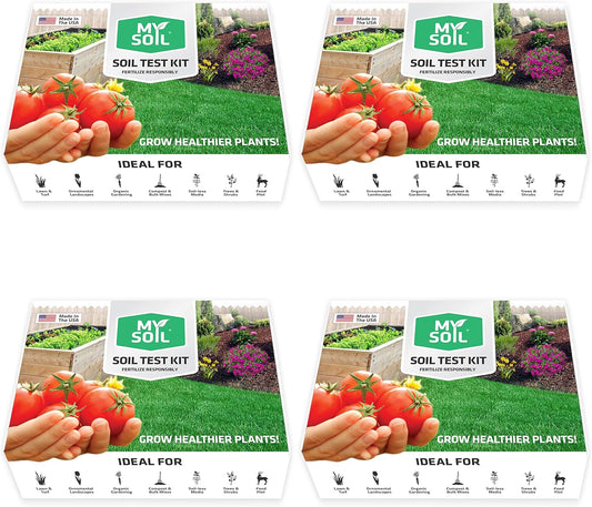 MySoil Soil Test Kit 4 Pack, Unlock Your Lawn & Garden Potential, Complete & Accurate Nutrient and pH Analysis with Recommendations Tailored to Your Soil and Plant Needs