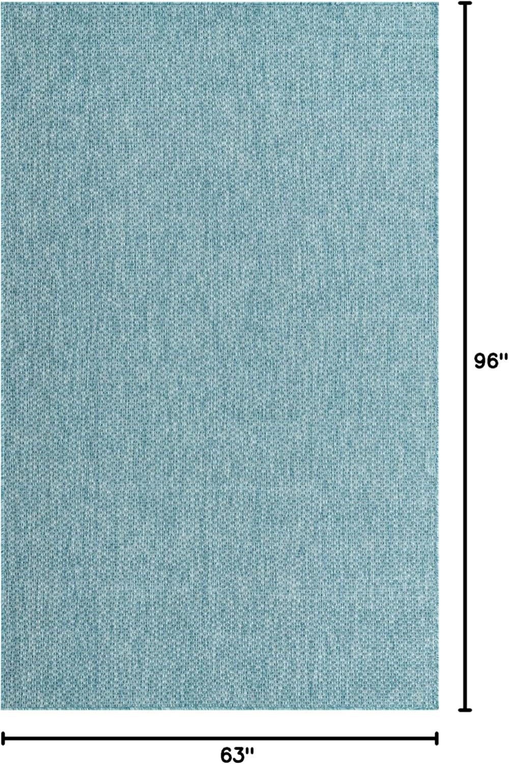 Unique Loom Collection Casual Transitional Solid Heathered Indoor/Outdoor Flatweave Area Rug (5' 3" x 8' Rectangle, Aquamarine/Ivory)
