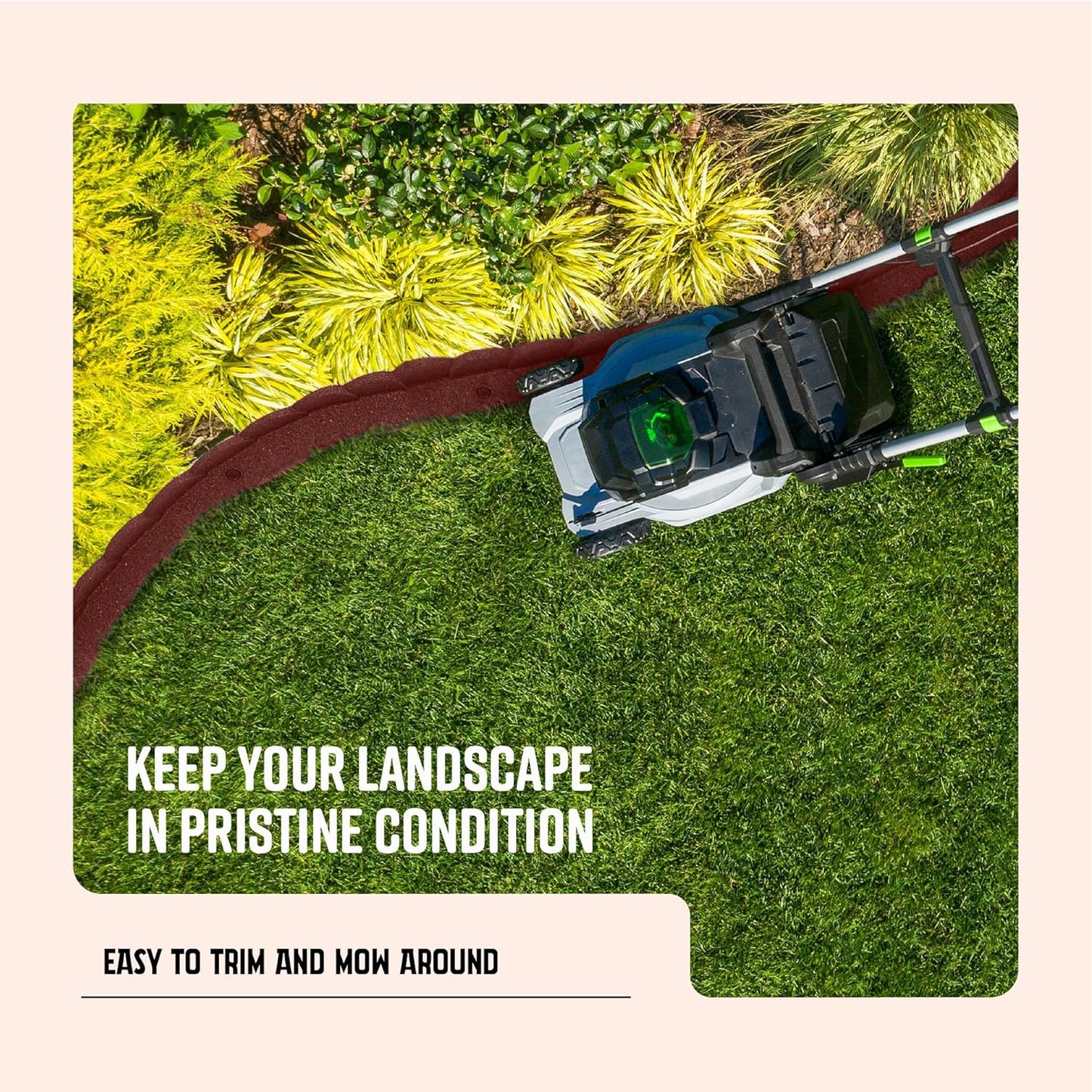 Playsafer L Shaped Flexible Rubber Scalloped Edger for Lawns Landscaping and Playground | Easy No Dig Installation| 4' Long (6, Red)