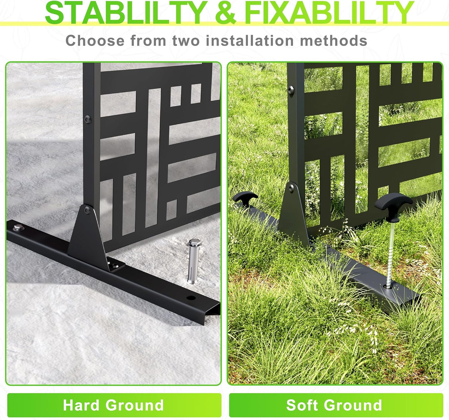 Outdoor Privacy Screen,72" H×47" W Metal Privacy Screen, Freestanding Privacy Fence Panels for Patio