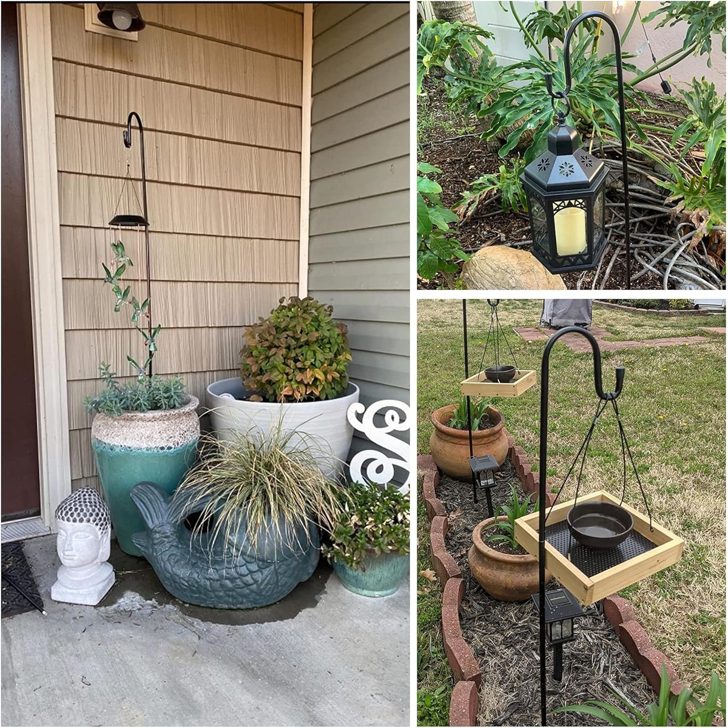 Ottsuls Shepherd-Hooks Adjustable for Bird-Feeder Lantern Plant-Hook Garden-Stake - Plant Stand Hanger for Outdoor Flower Basket, Bird Feeder Hanger Weddings Decor