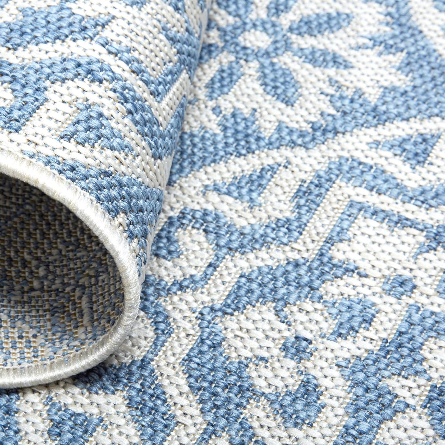 Nicole Miller New York Patio Country Julia Transitional Geometric Indoor/Outdoor Area Rug, Blue/Grey, 1'9"x2'11"