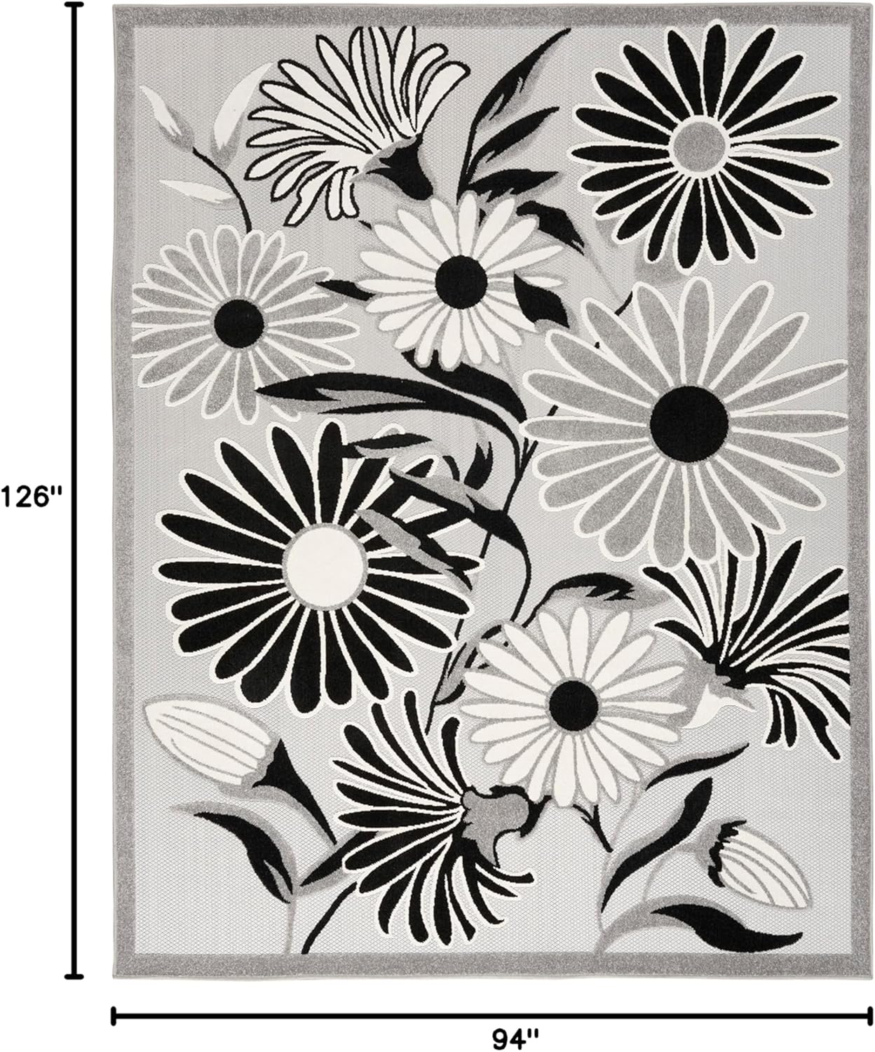 Nourison Home Aloha 8' x 11' Black White Fabric Contemporary Area Rug (8' x 11')