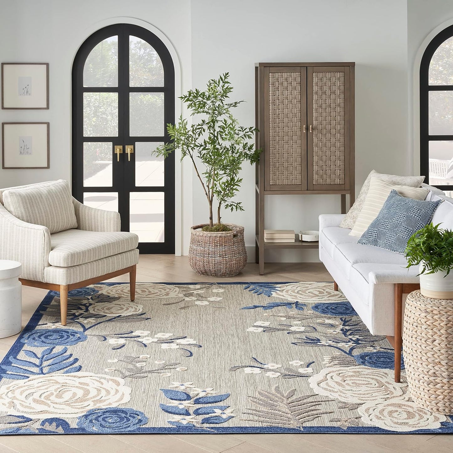 Nourison Aloha 5' x 8' Blue Gray Fabric Contemporary Area Rug (5' x 8')