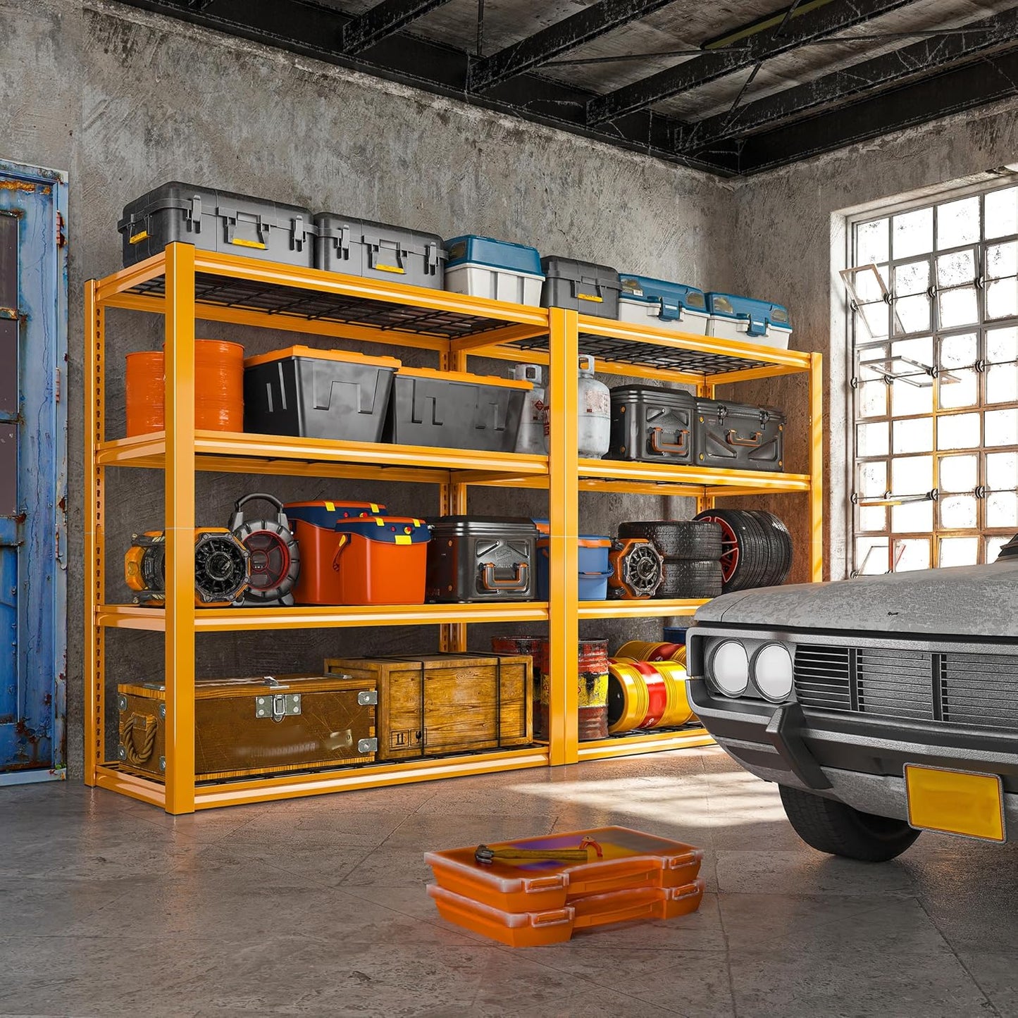 REIBII 40" W Garage Shelving 2240 LBS Storage Shelves Adjustable Heavy Duty Shelving 4 Tier Metal Shelves for Storage 59.5"H Metal Shelf for Pantry Basement Warehouse 40"W × 19.5"D × 59.5"H, 3 Pack