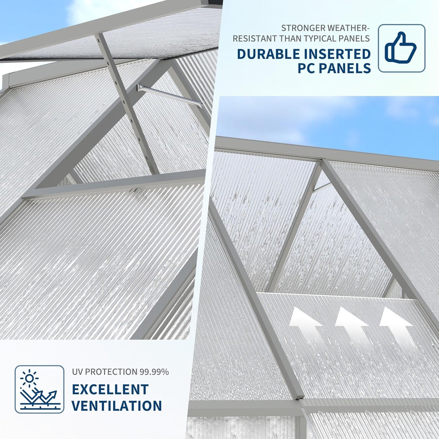 8'X14' Aluminum-Framed Polycarbonate Greenhouse, Heavy Duty Polycarbonate Greenhouse with Quick Setup Structure and Roof Vent, Large Enhanced Aluminum Greenhouses Kit for Outdoors