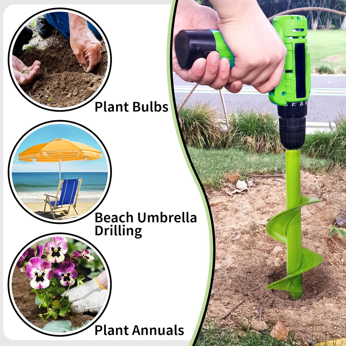 TCBWFY 4"x12" Auger Drill Bit for Planting and Digging Holes, Garden Plant Flower Bulb Rapid Bulb Planter Earth Auger Bit Post or Umbrella Hole Digger for 3/8" Hex Drive Drill