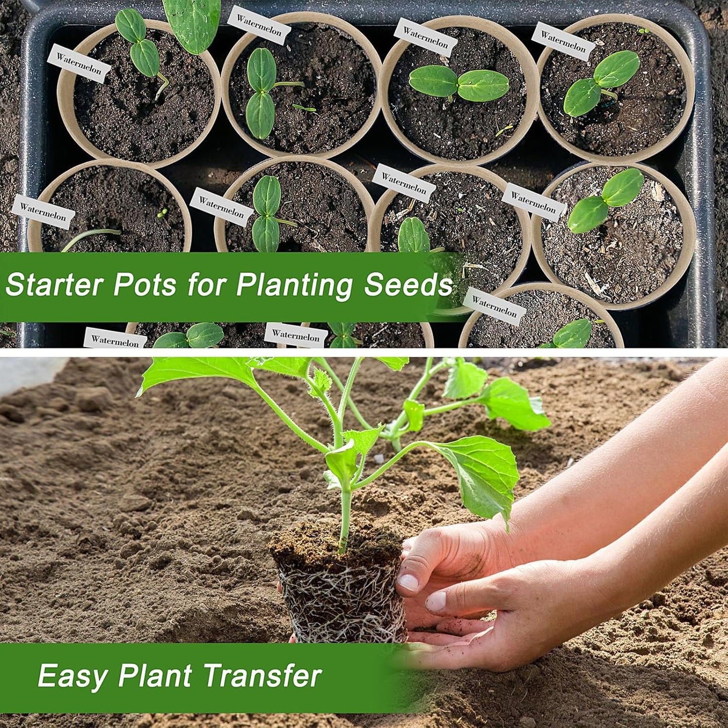 Peat Pots, 60 Pack Plant Starter Round Nursery Pot with Drainage Holes, Garden Germination Seedling Pots with 30 Plant Labels (4 Inch)