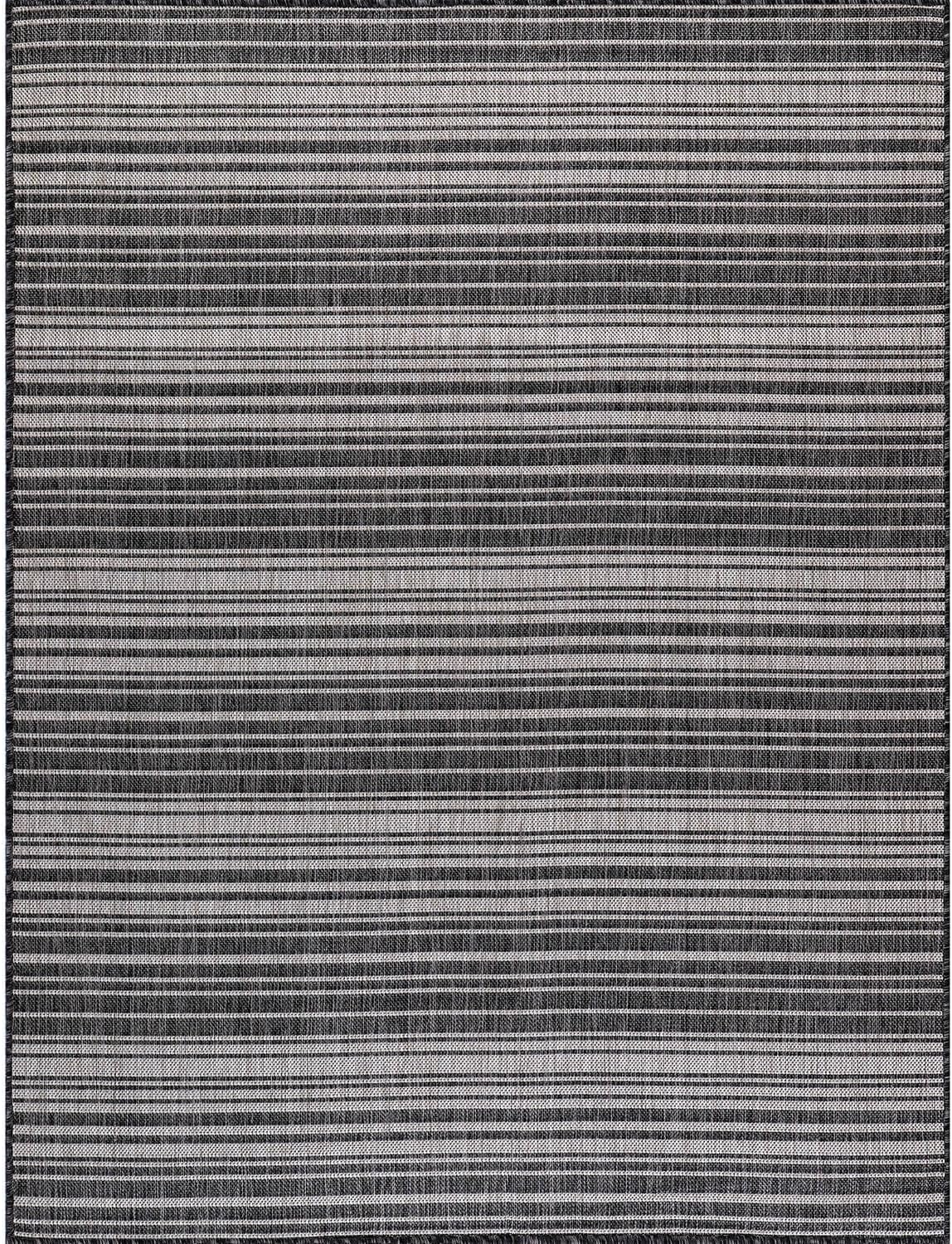 Stripe Outdoor Rug 8x10 Washable Outside Carpet for Indoor Patio Porch Waterproof Easy Cleaning Non Shedding Area Rugs Dark Gray 8 x 10