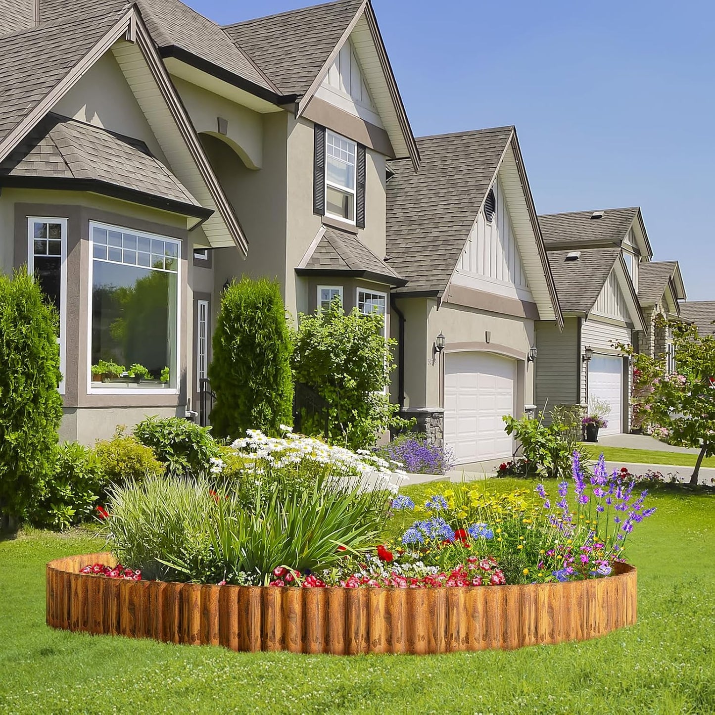 Land Guard Corrugated Garden Edging Border, 6"×25' Landscape Paver Edging, Tall Landscape Edging, Fence for Garden, Flower Bed, Lawn and Landscape Edging (Rusty)