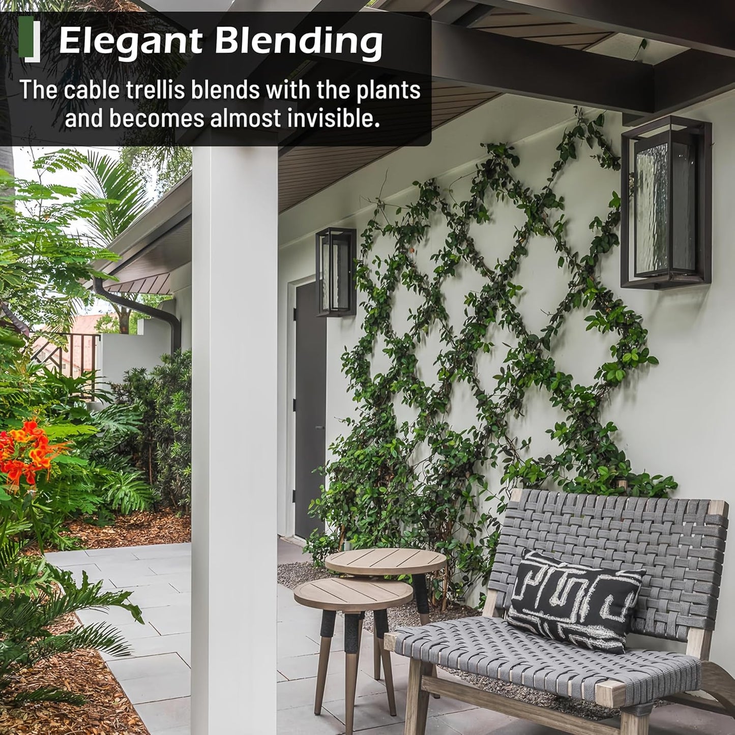 Wire Trellis for Climbing Plants Outdoor, 30-Set Wall Wire Trellis Kit with 1/8in x 150ft Stainless Steel Cable & Cutter, T316 Espalier System for Fence and Garden DIY Projects