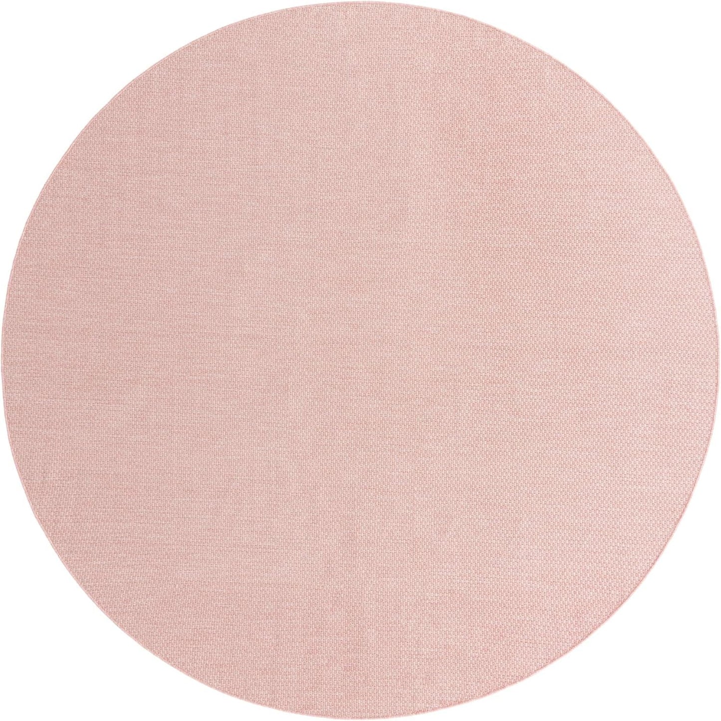 Unique Loom Collection Casual Transitional Solid Heathered Indoor/Outdoor Flatweave Area Rug (2' Round, Whisper Pink/Ivory)