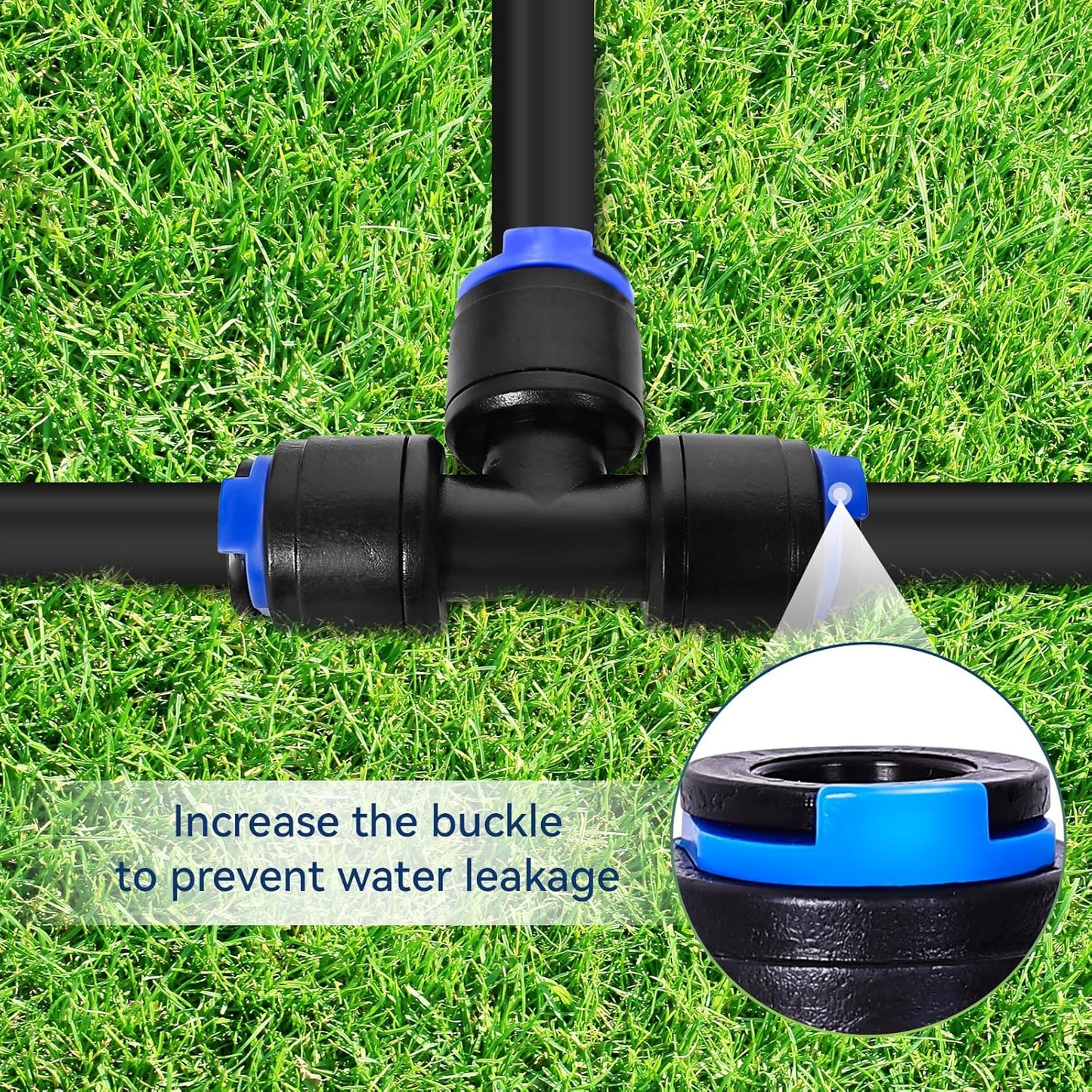 10 Pack 1/4" Drip Irrigation Tee Connectors, Quick Connect Universal Drip Irrigation Tubing Coupling Valve, Connector Locking Fitting for Sprinkler or Drip Irrigation System